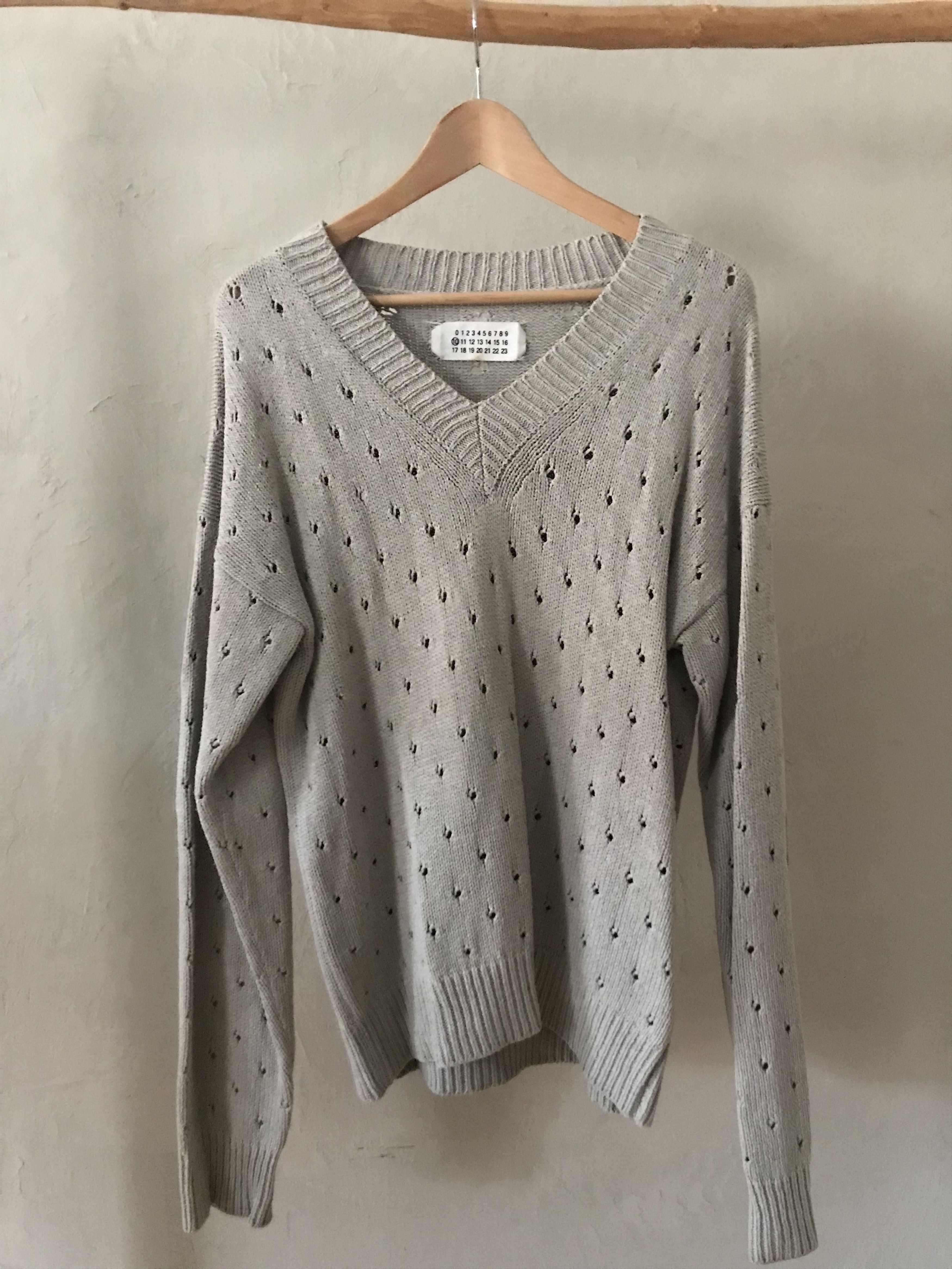 image of Maison Margiela Ss06 Vintage Martin Margiela Silk Knitted Grey Sweater in Light Grey (Size Medium)