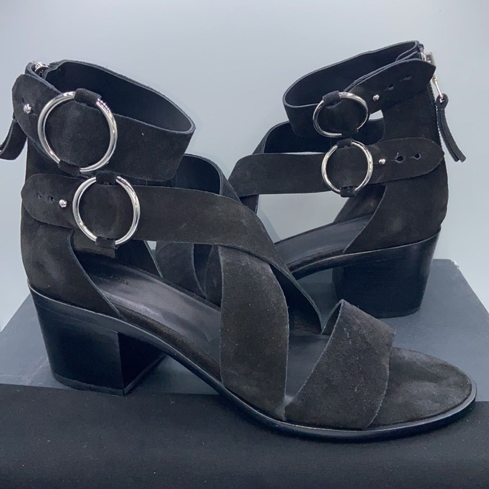 Rag & Bone NEW! rag & bone MARI Black Suede Block Heels Sandals 41/11 Size US 11 / IT 41 - 5 Thumbnail
