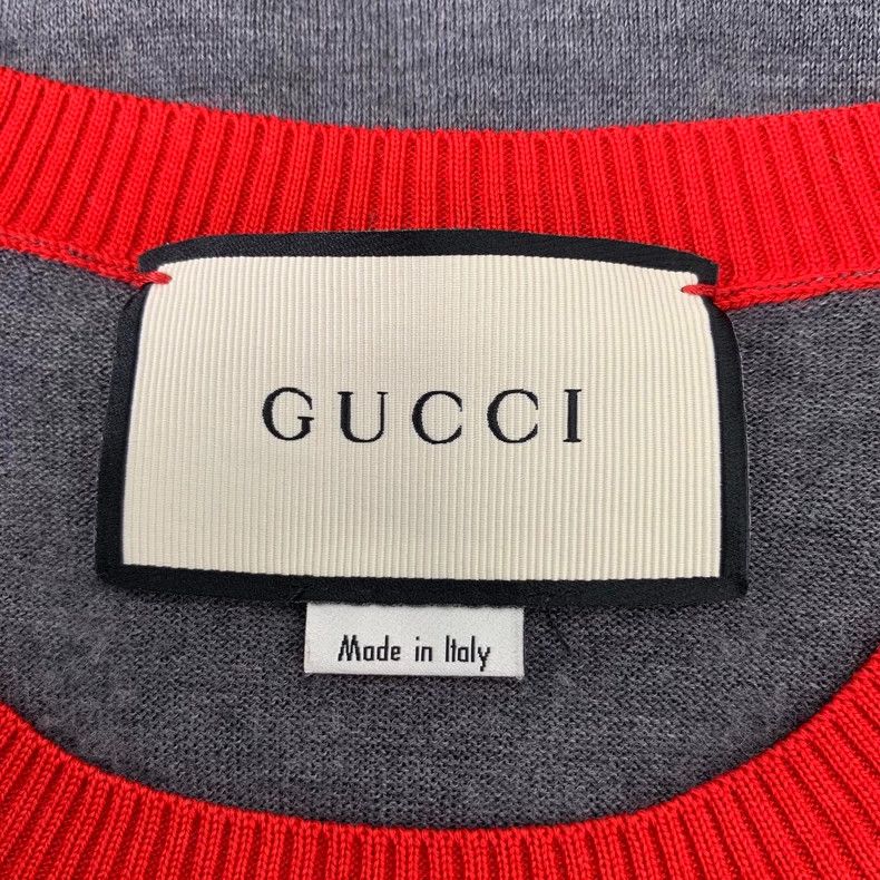 Gucci Gucci Dark gray bee embroidery wool round-neck long-sleeved Size US L / EU 52-54 / 3 - 5 Thumbnail