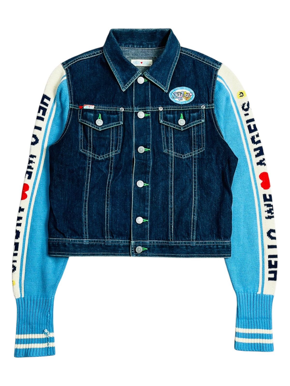 Angel Blue 2000s Angel Blue Iconic Mascots Chunky Knitted Denim Jacket Size US M / EU 48-50 / 2 - 3 Thumbnail
