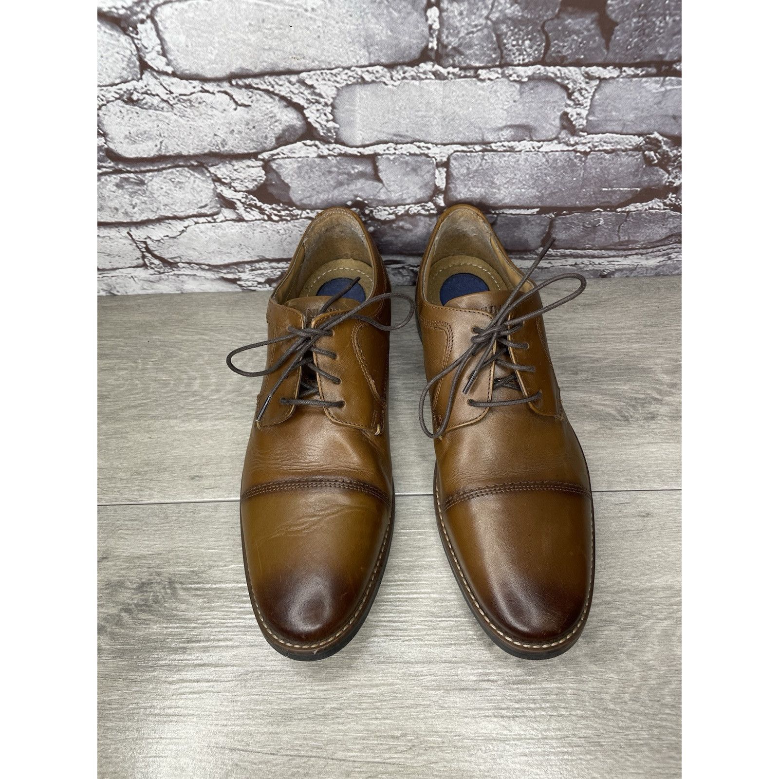 Nunn Bush Nunn Bush Mens Brown Cap Toe Comfort Gel Lace Up Shoes Size Size US 10.5 / EU 43-44 - 2 Thumbnail