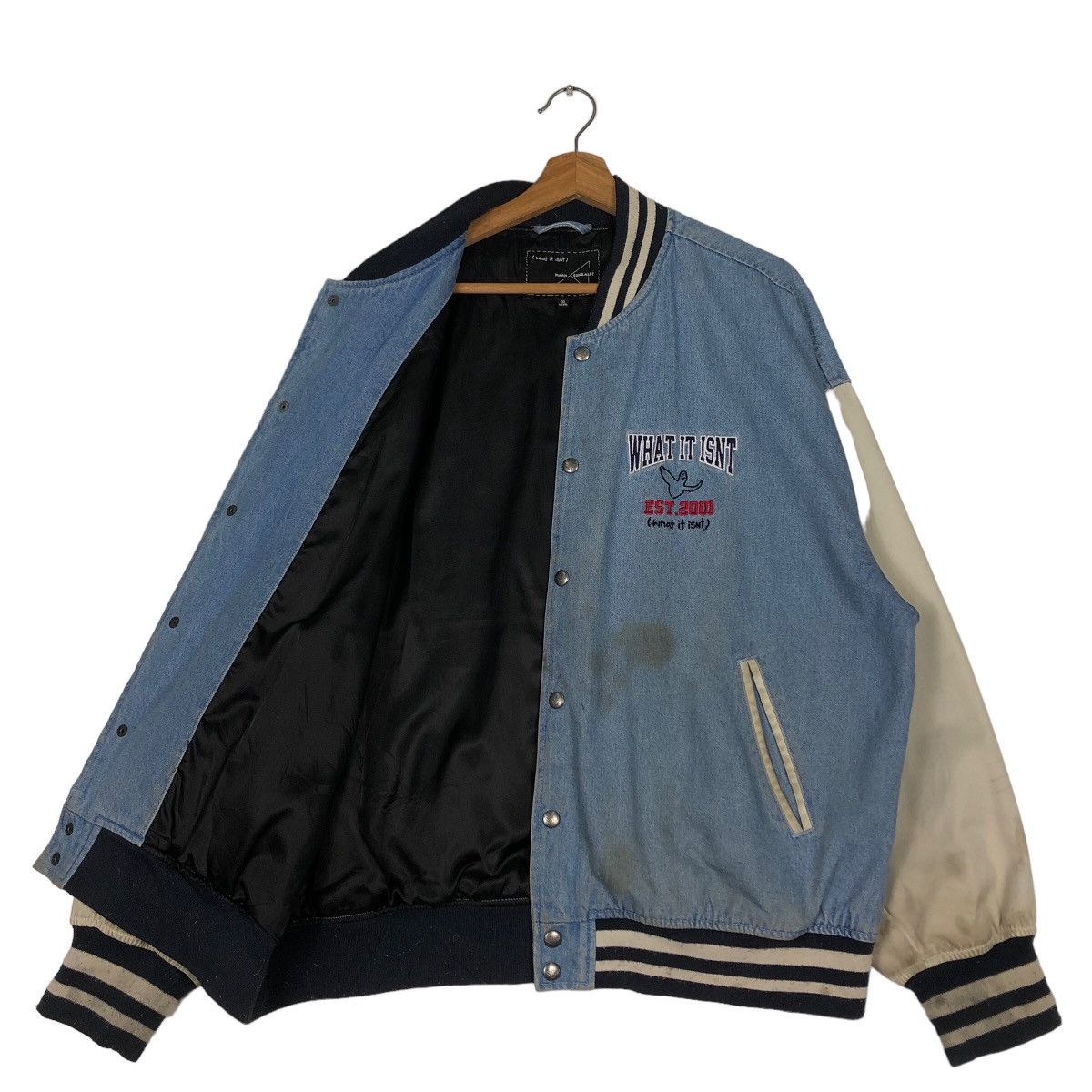 Japanese Brand 🔥Vtg Denim Bomber Jacket Mark Gonzales Big Logo Spell Out Size US M / EU 48-50 / 2 - 5 Thumbnail