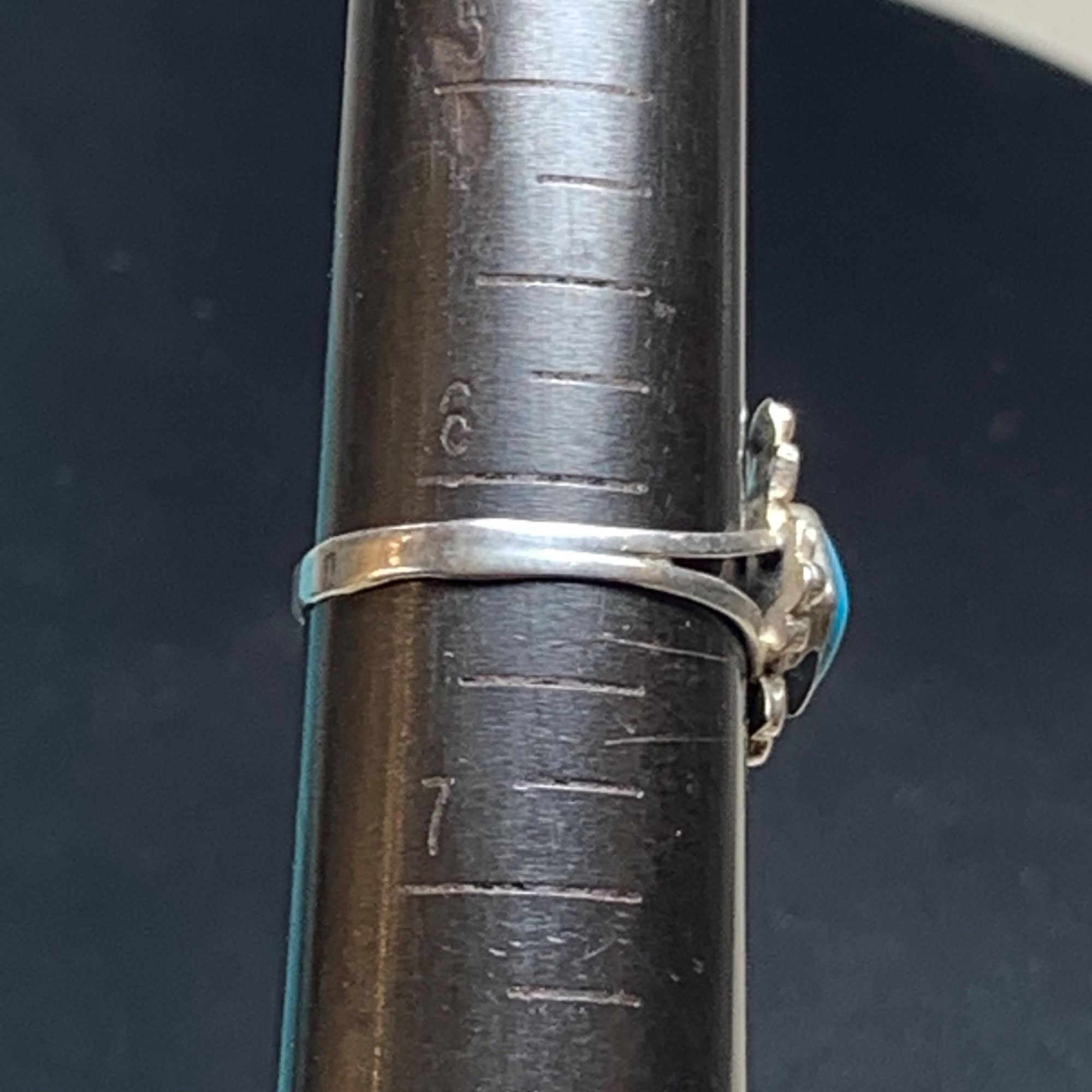 Vintage Solid Sterling Silver 925 Composite Turquoise Scroll Stateme Size ONE SIZE - 8 Thumbnail