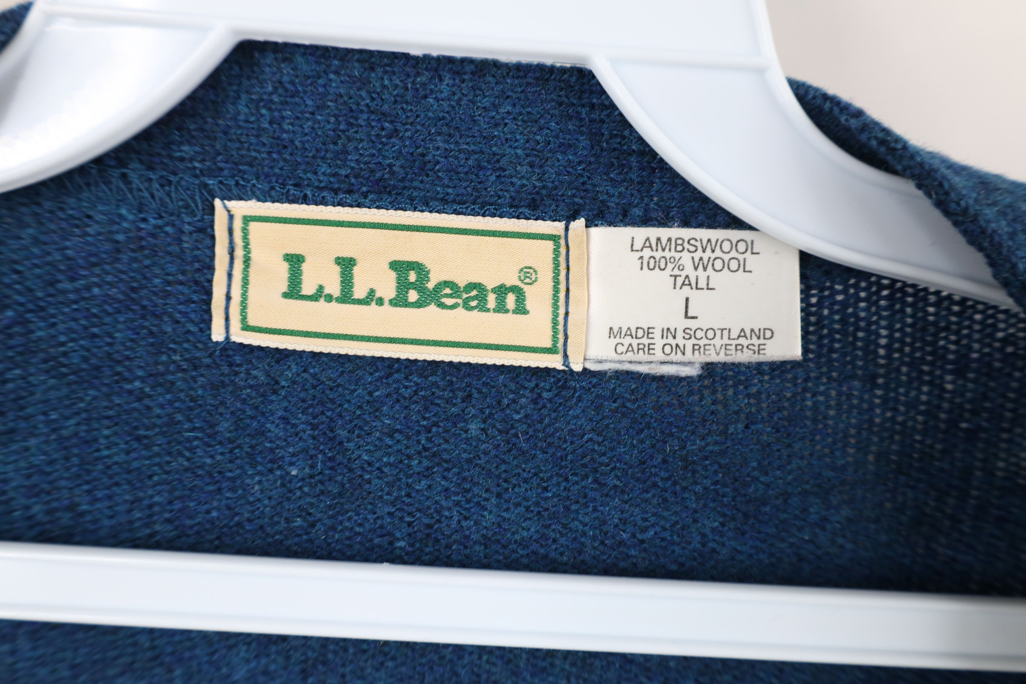 L.L. Bean × Vintage Vintage 90s LL Bean Lambswool Knit Cardigan Sweater Blue Size US L / EU 52-54 / 3 - 9 Thumbnail