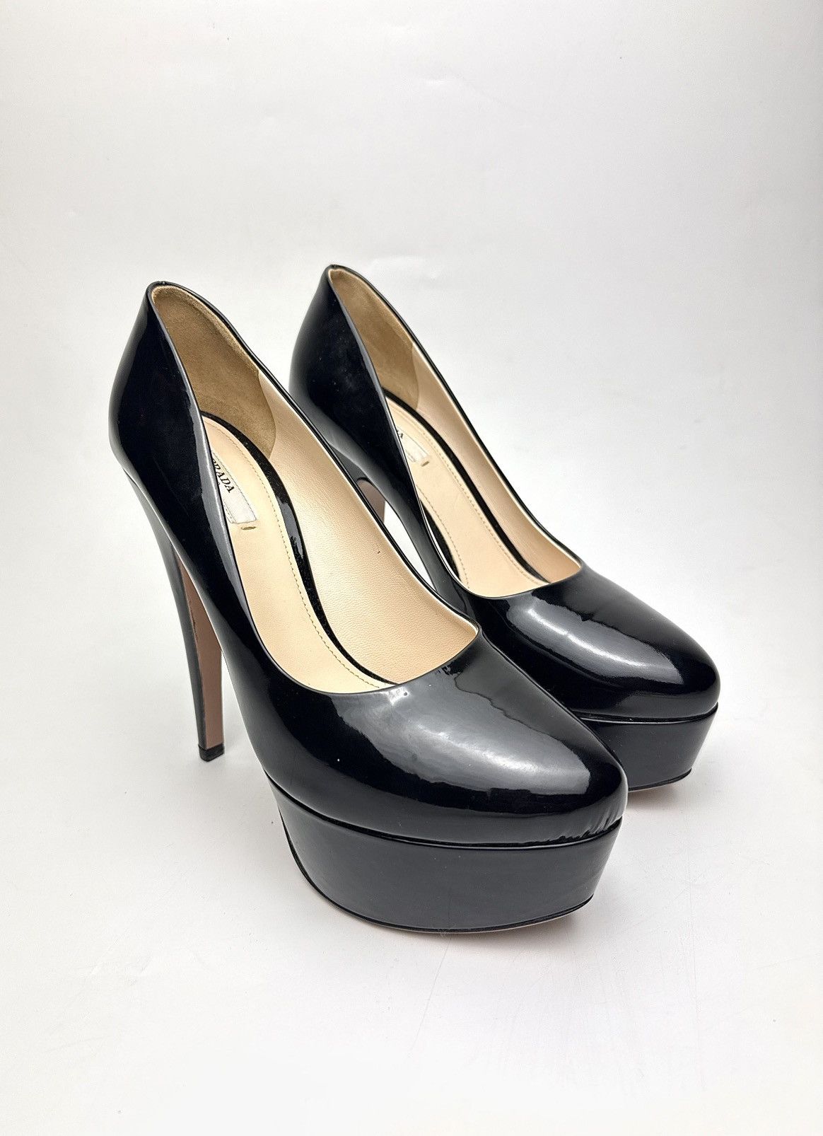 Prada PRADA Black Patent Leather Pumps (with Original Box) Size US 8.5 / IT 38.5 - 1 Thumbnail