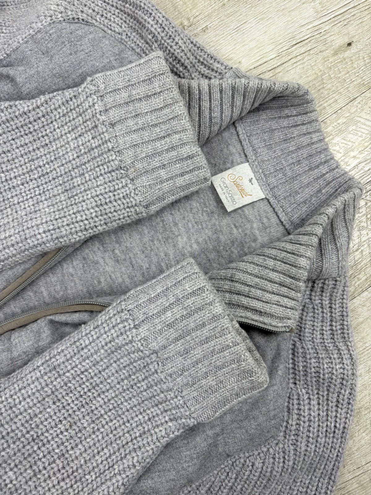 Gran Sasso Rare Sartorial Gran Sasso Knit Wool-Cashmere Down Jacket Full-Zip Cardigan Bomber Size US XL / EU 56 / 4 - 16 Thumbnail