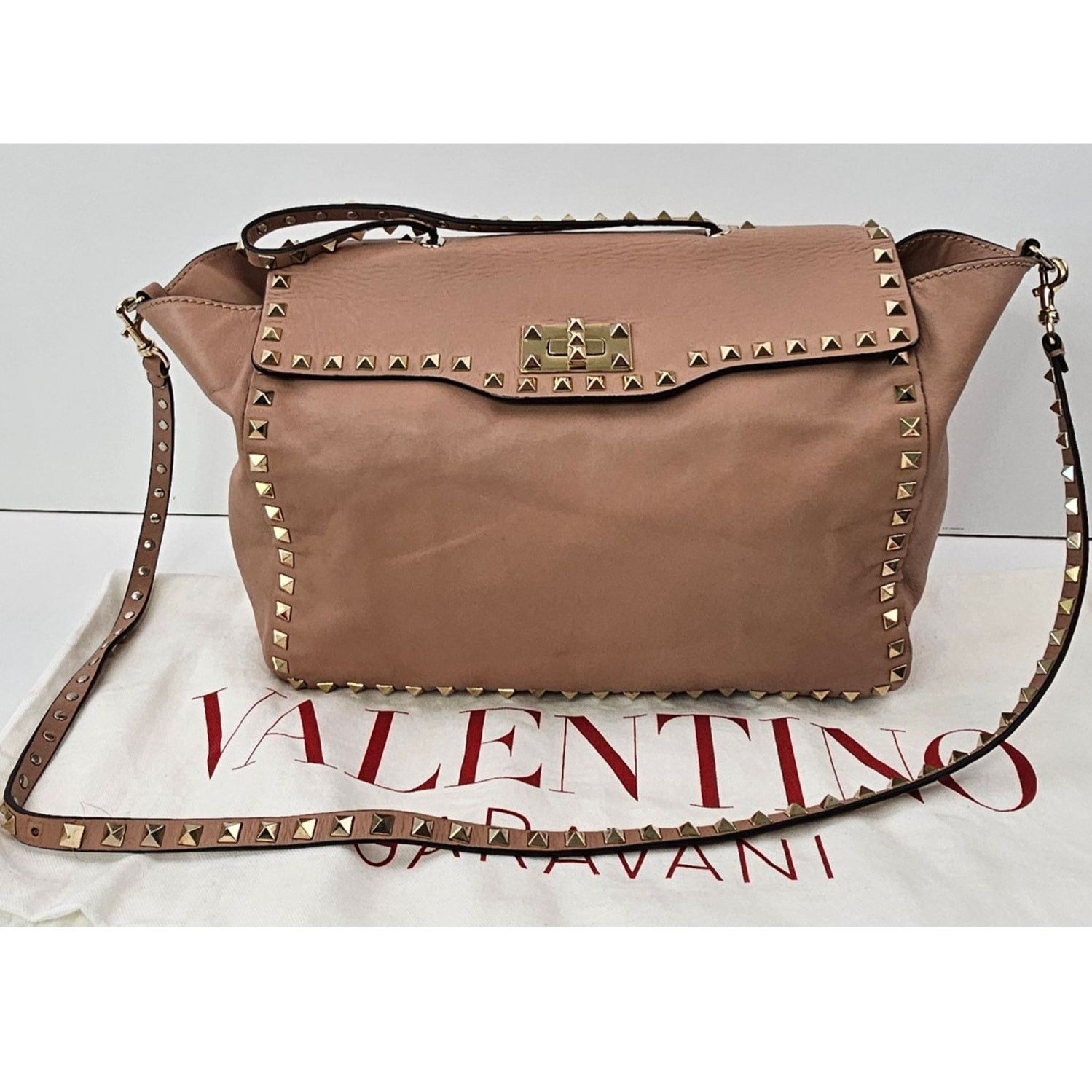 Valentino Valentino Taupe Leather Rockstud Crossbody Bag Size ONE SIZE - 1 Thumbnail