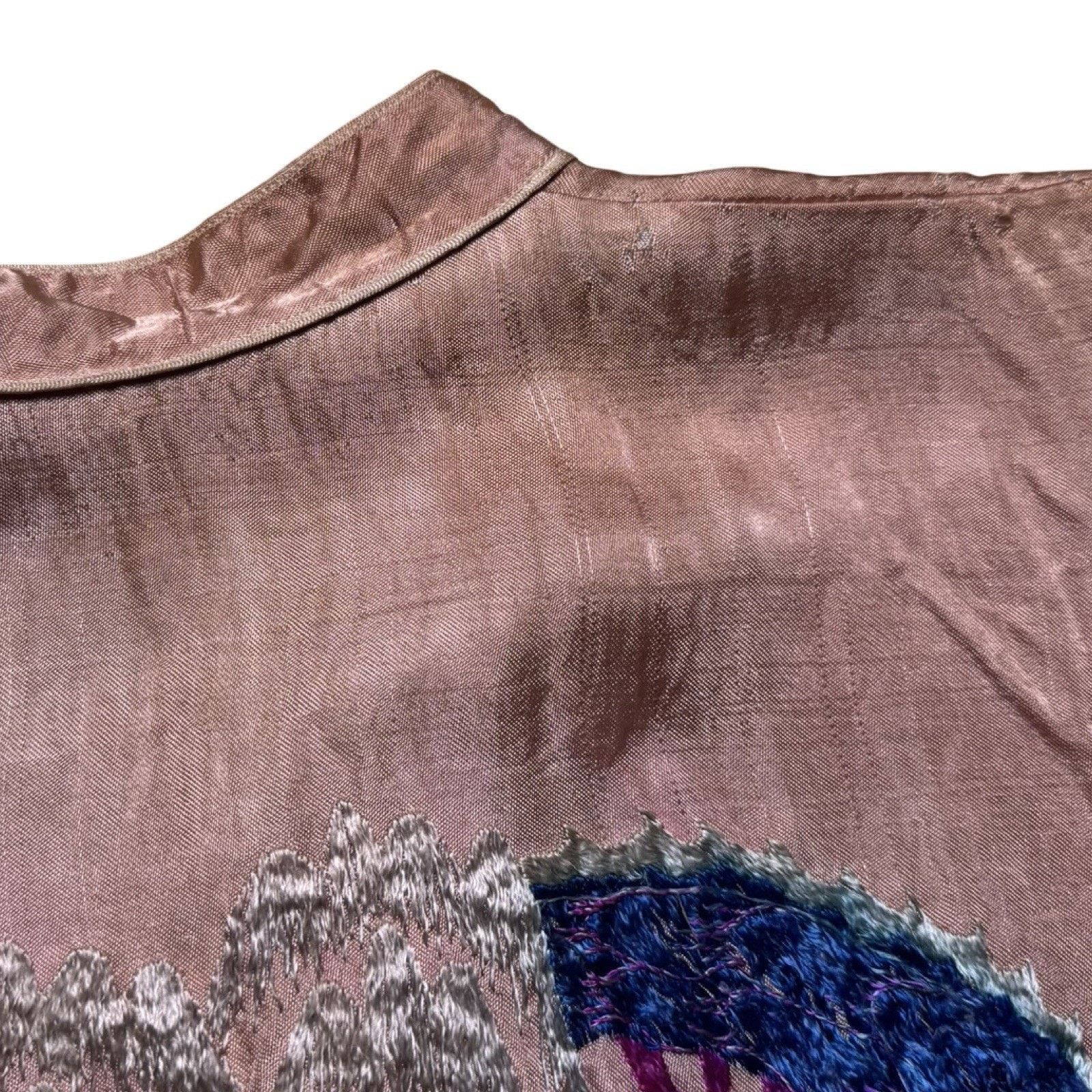 Vintage 1950s Japanese Sukajan Changshan Shirt Pink WWII