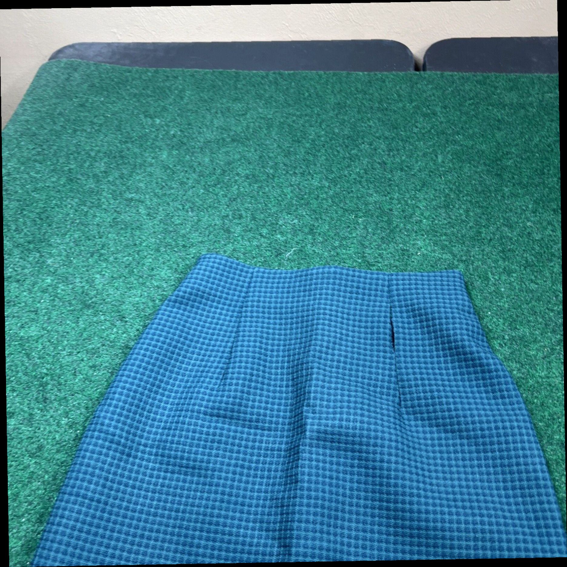 Vintage All that Jazz Skirt Womens 5/6 Green Plaid Elastic Waist USA 24x18 Size 27" / US 4 / IT 40 - 3 Thumbnail