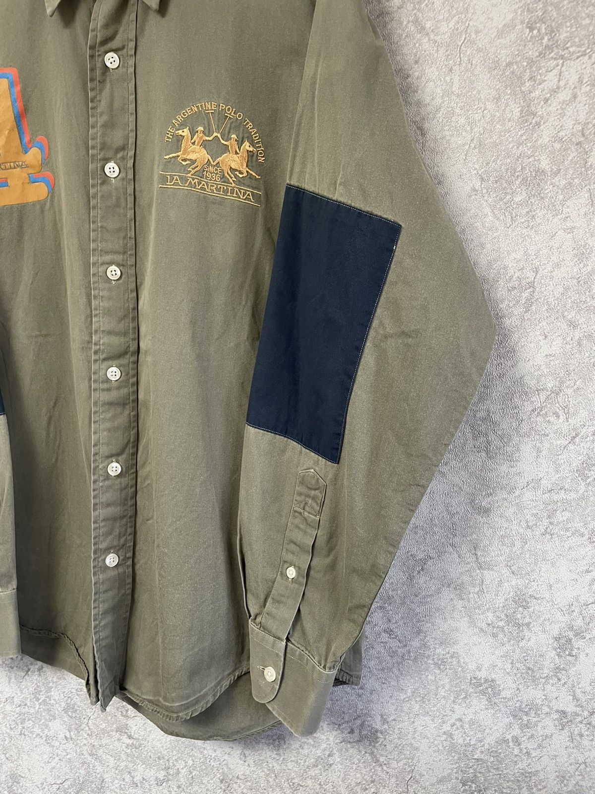 La Martina Vintage La Martina Khaki Long Sleeve Shirt Button Up Size US S / EU 44-46 / 1 - 5 Thumbnail