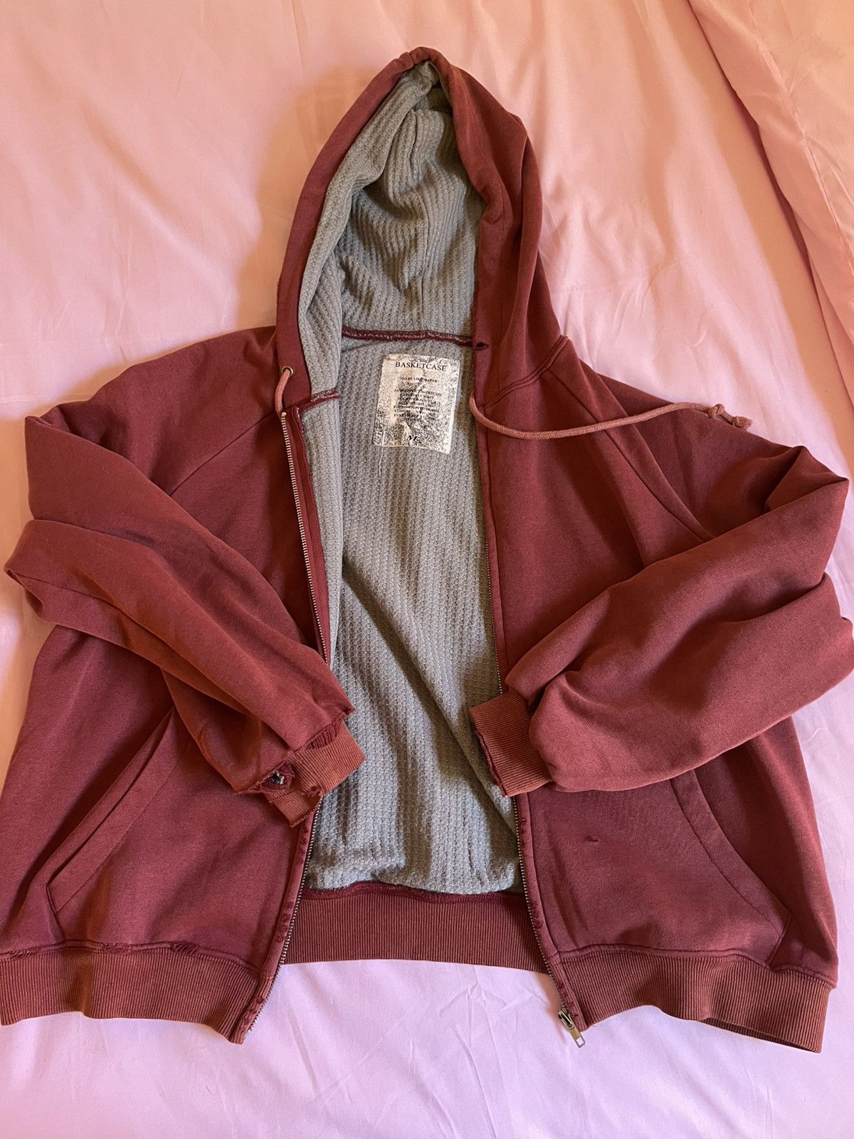 basketcase gallery Basketcase Hench Thermal Lined Zip Up Hoodie “wash red” Size US M / EU 48-50 / 2 - 2 Thumbnail