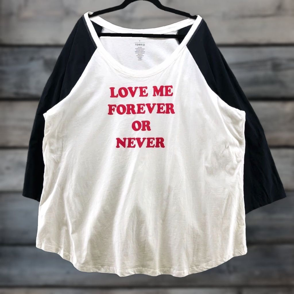 Torrid Torrid Shirt Womens 4X Long Sleeve Raglan Multicolor Love Me Forever Graphic Womens Size XXL / US 16-18 / IT 52-54 - 1 Thumbnail