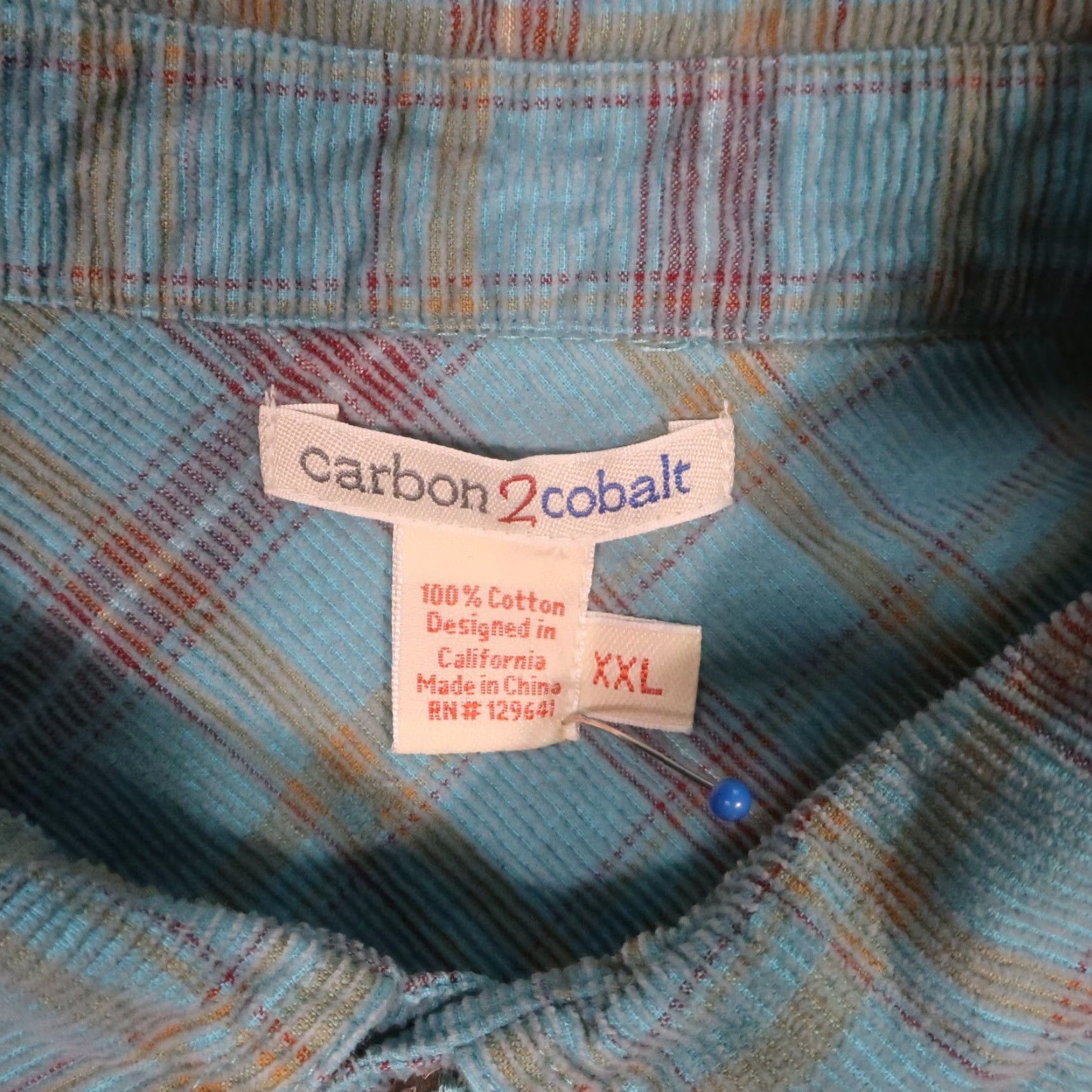 Carbon2Cobalt VINTAGE Carbon 2 Cobalt Corduroy Shirt Mens 2XL Button Front Teal Aztec EUC Size US XXL / EU 58 / 5 - 3 Thumbnail