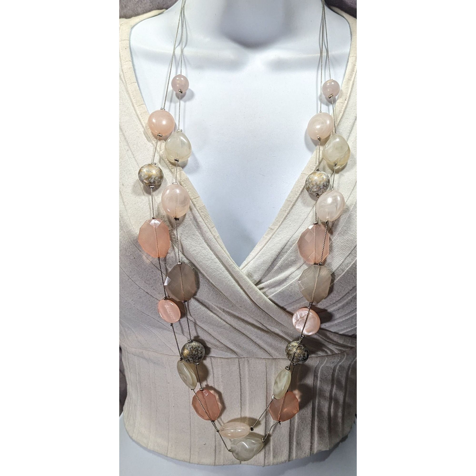 Other NY Collection Pink And White Layered Station Necklace Size ONE SIZE - 4 Thumbnail