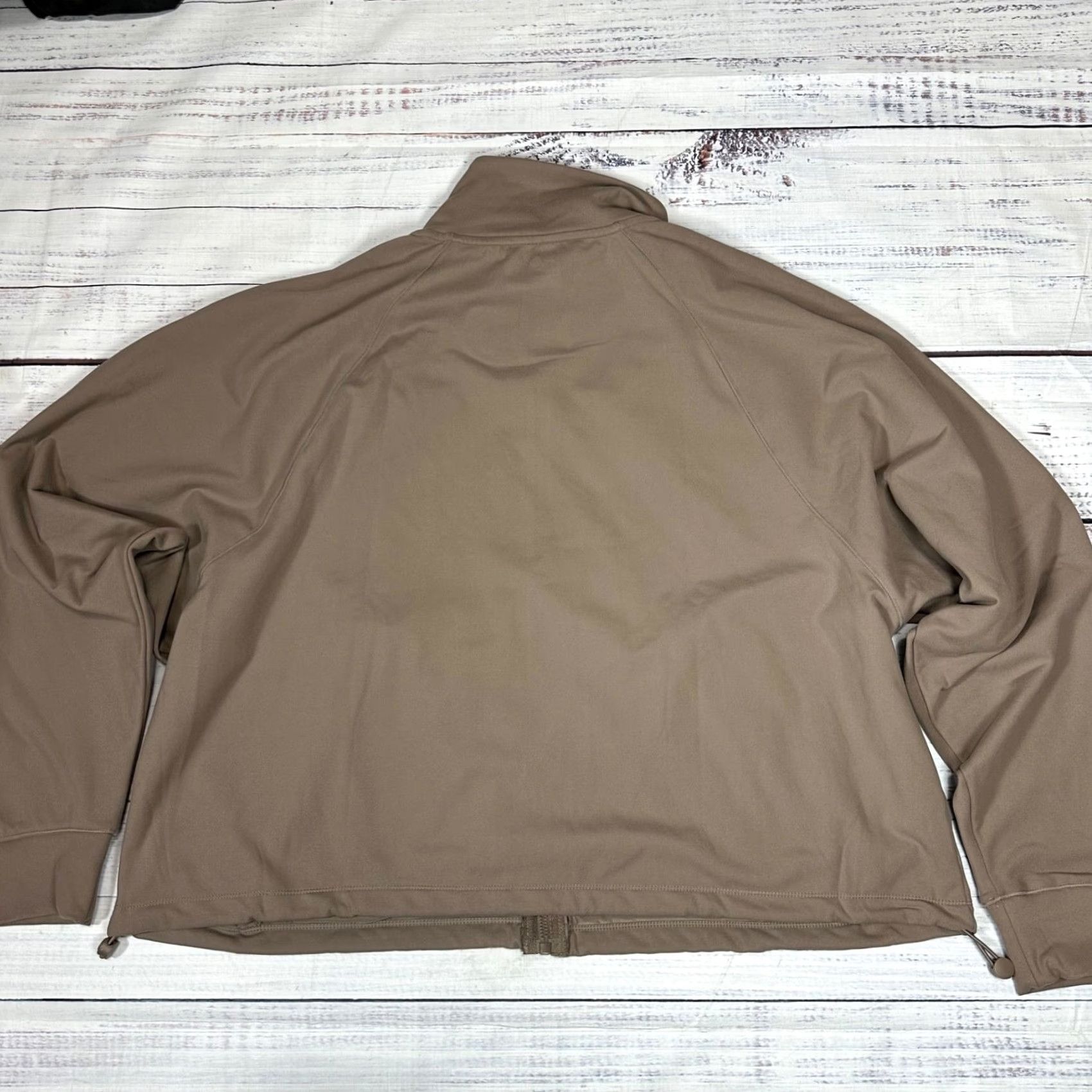 Vintage Yogalicious Lux Womens Zip Front Cropped Sweatshirt 2XL Tan Pockets Long Sleeve Size XXL / US 16-18 / IT 52-54 - 4 Thumbnail