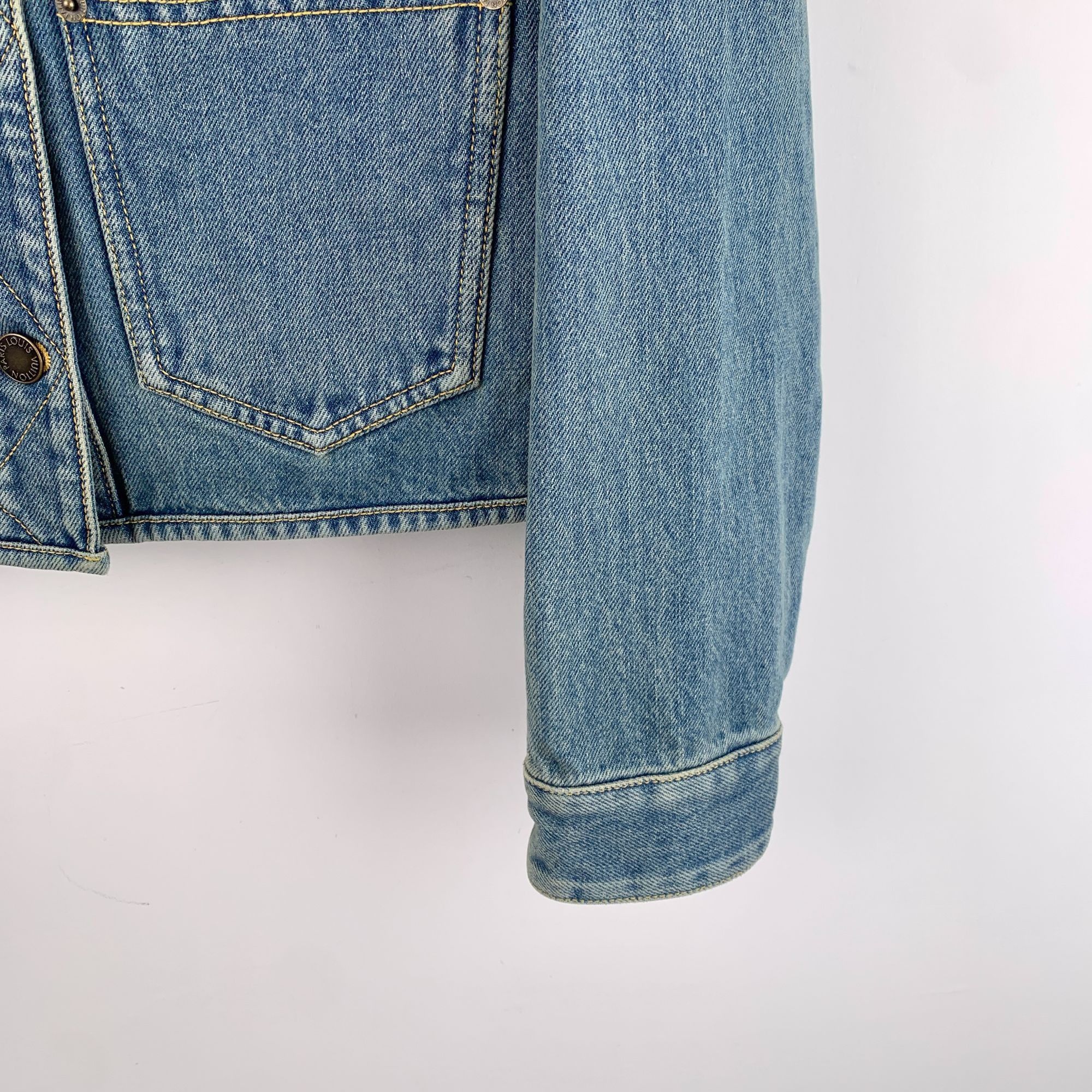 Louis Vuitton Louis Vuitton XS Logo Embroidered Cotton Denim Jacket Single Size XS / US 0-2 / IT 36-38 - 6 Thumbnail