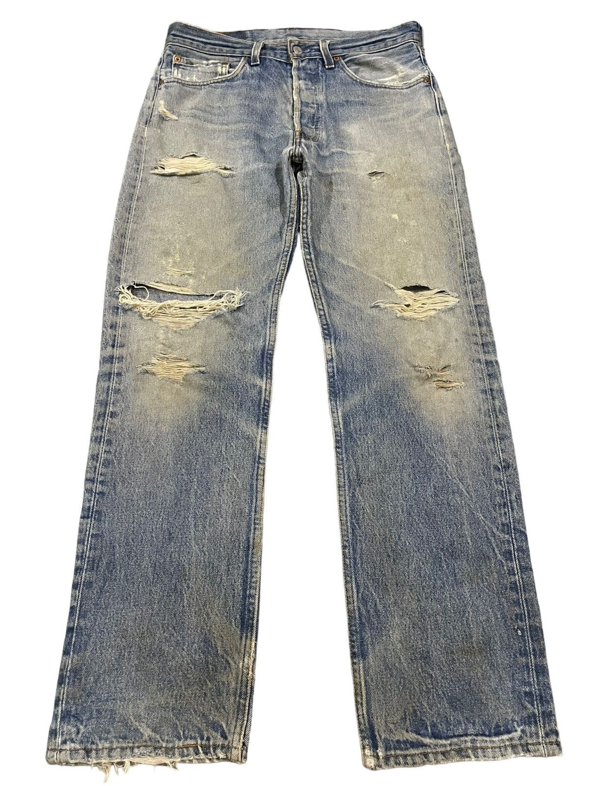 image of Distressed Denim x Levis Vintage 90's Levis 501Xx Blue Wash Distressed Style Jeans, Men's (Size 31)