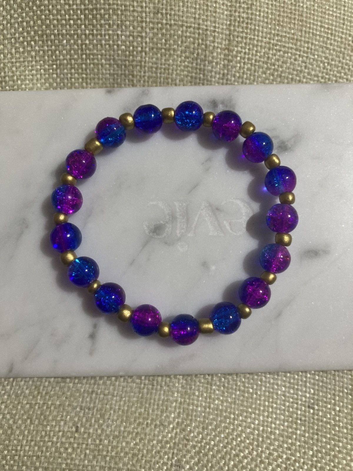 Other Purple and blue crackle glass beaded bracelet Size ONE SIZE - 1 Thumbnail