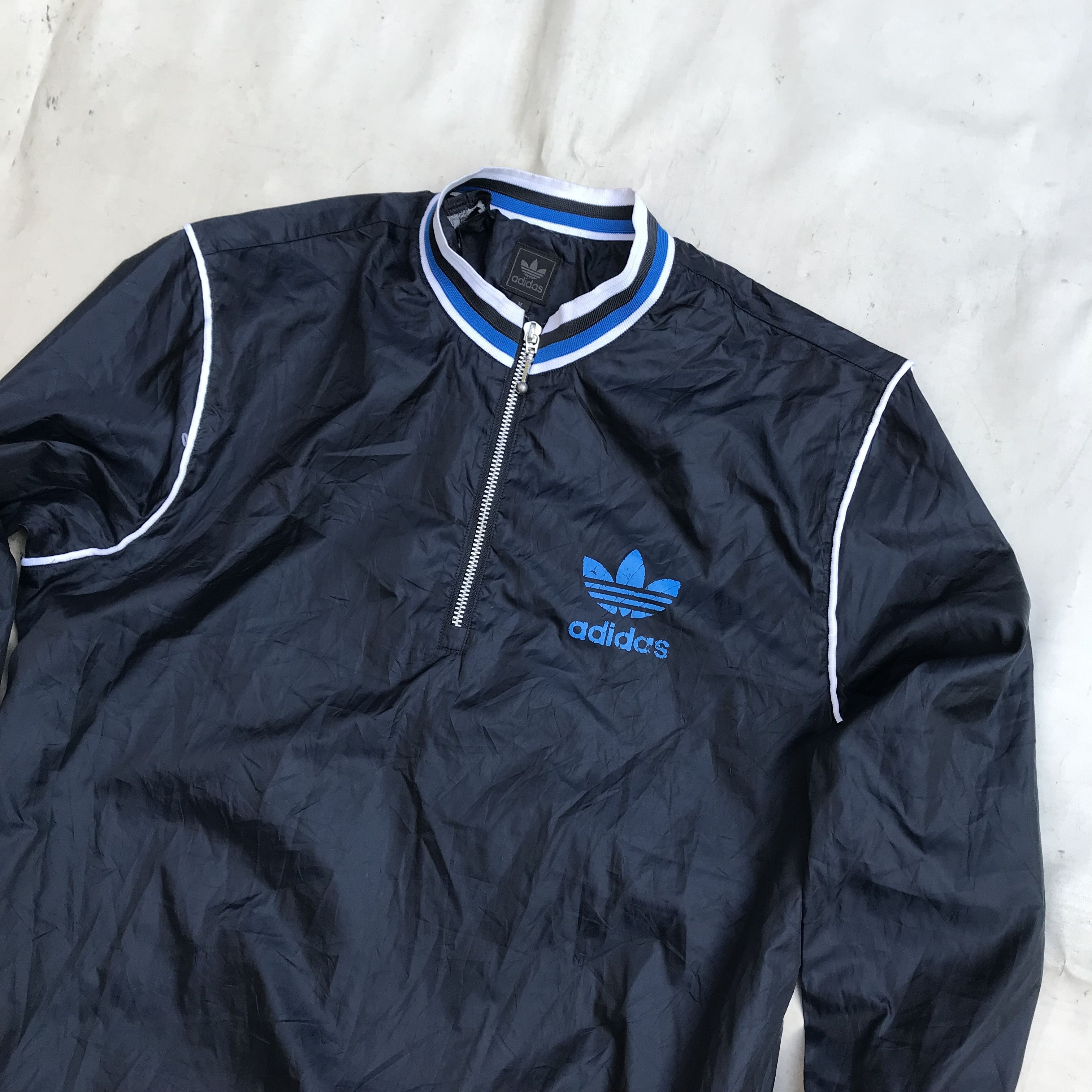 Adidas Adidas Originals Halfzipper nylon navy blue jacket Size US M / EU 48-50 / 2 - 2 Thumbnail