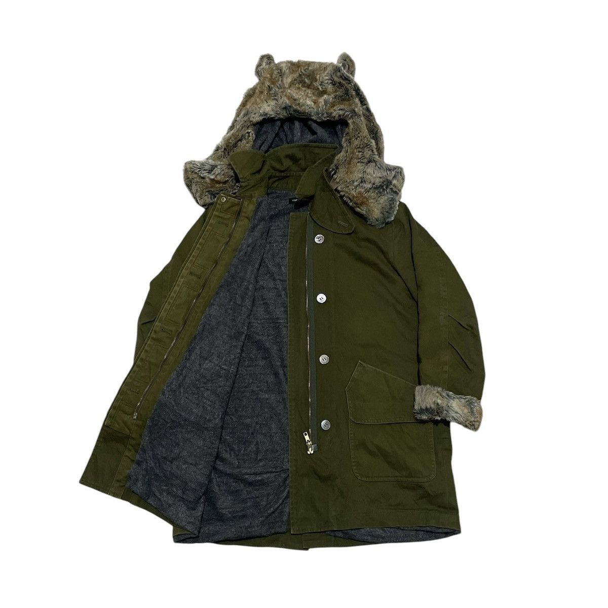 Issey Miyake Mercibeaucoup Bear Ear Faux Fur Hooded Parka Jacket Size US M / EU 48-50 / 2 - 3 Thumbnail