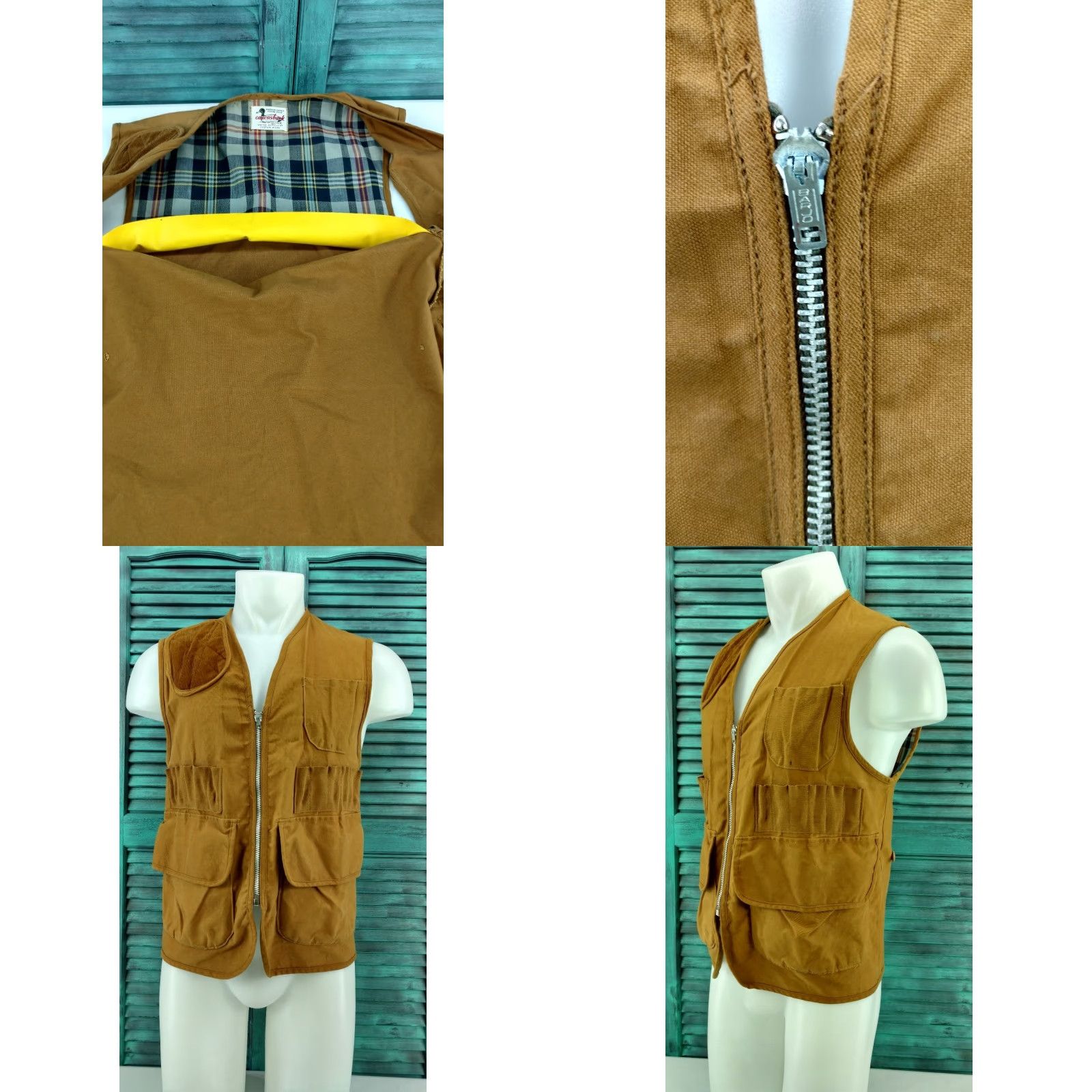 Vintage VINTAGE Canvasback Hunting Vest Mens Brown Tan Cotton Work & Safety Vest Mens Size L M to C Size US L / EU 52-54 / 3 - 8 Thumbnail