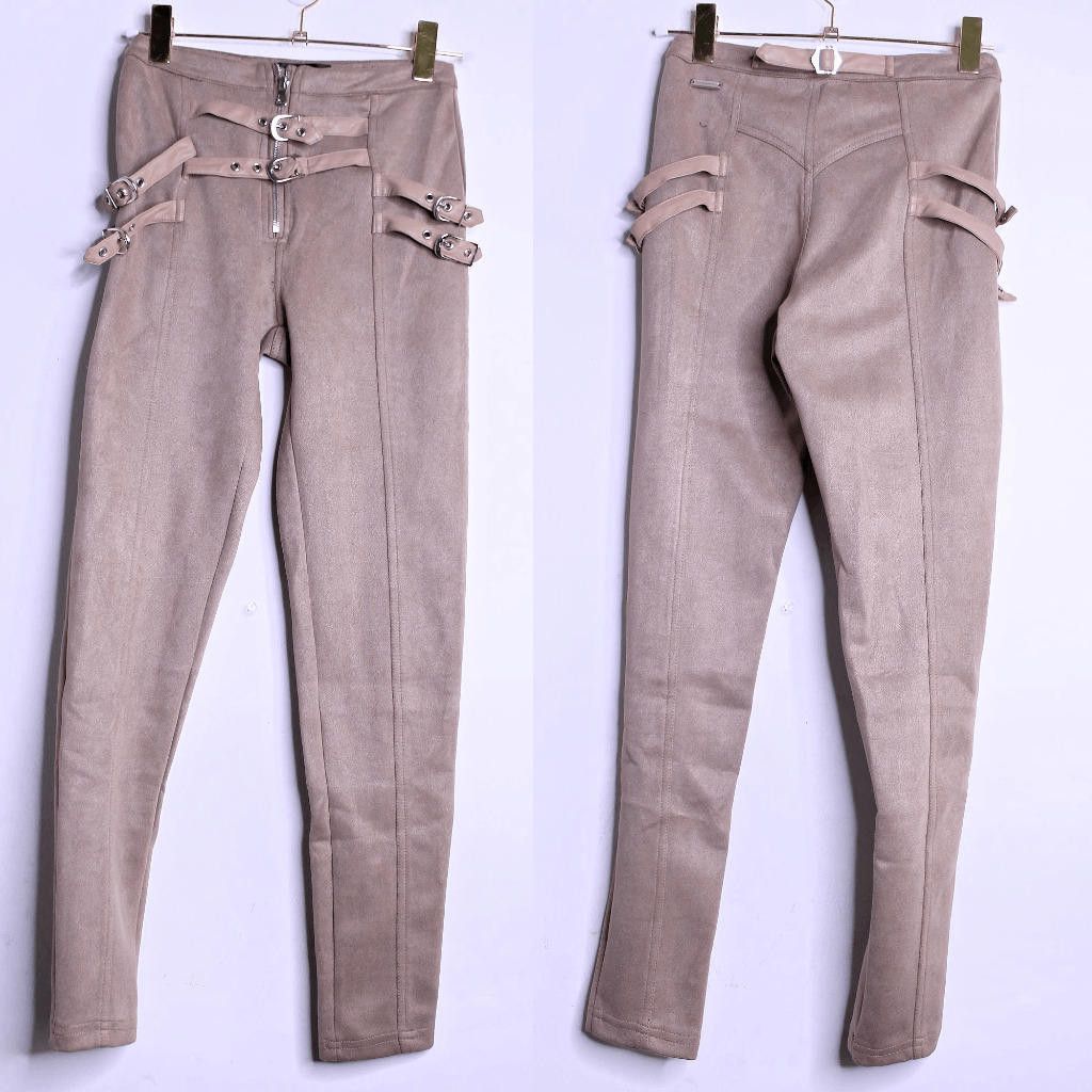 Maniere De Vior Maniere De Voir Tan Suede Buckle Leggings - 4 Size 28" / US 6 / IT 42 - 1 Thumbnail