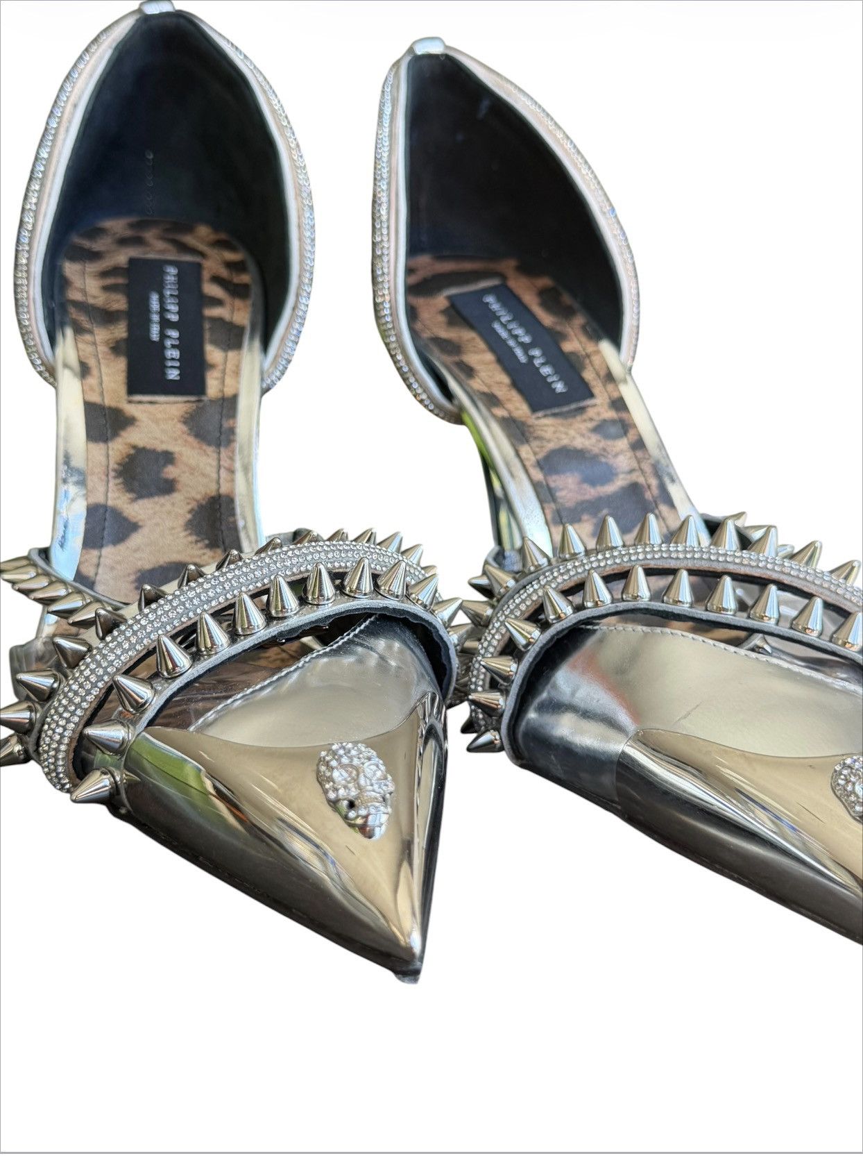 Philipp Plein Philipp Plein Mirror Leather & Suede Decolette Heels-Size37 Size US 7 / IT 37 - 3 Thumbnail