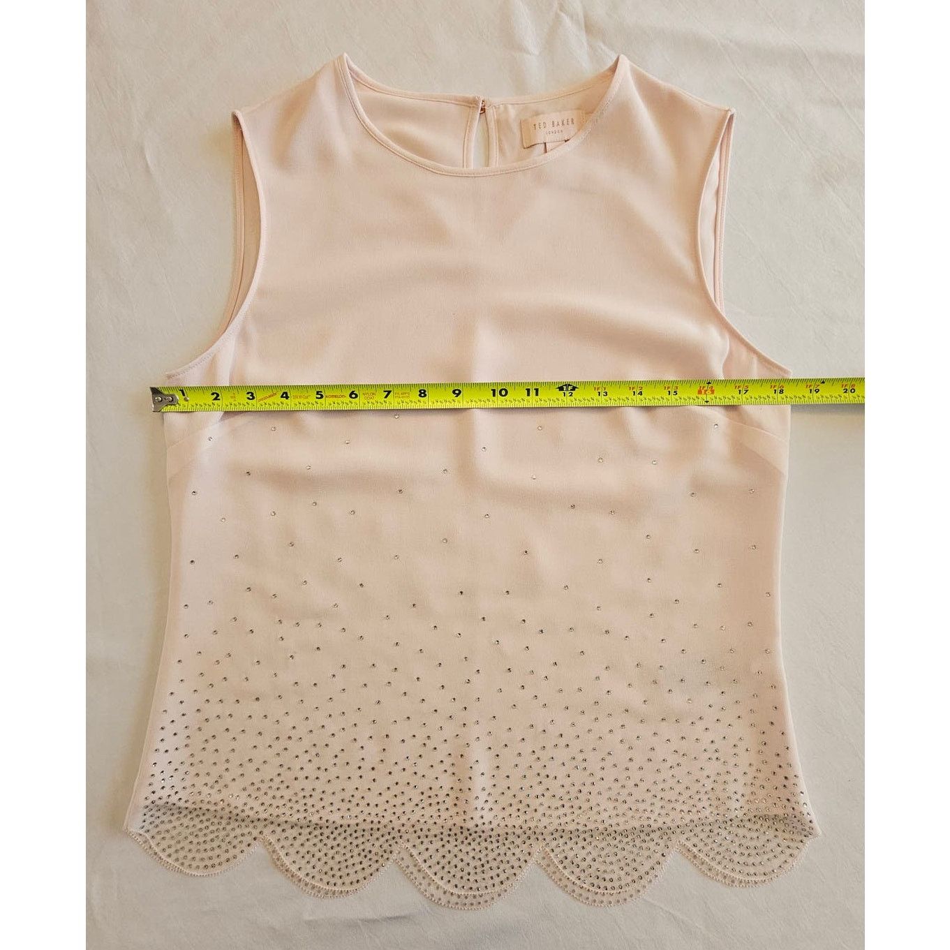 Ted Baker TED BAKER Blush Pink Rhinestones Scalloped Wyndy Tank Top 1 Size S / US 4 / IT 40 - 5 Thumbnail