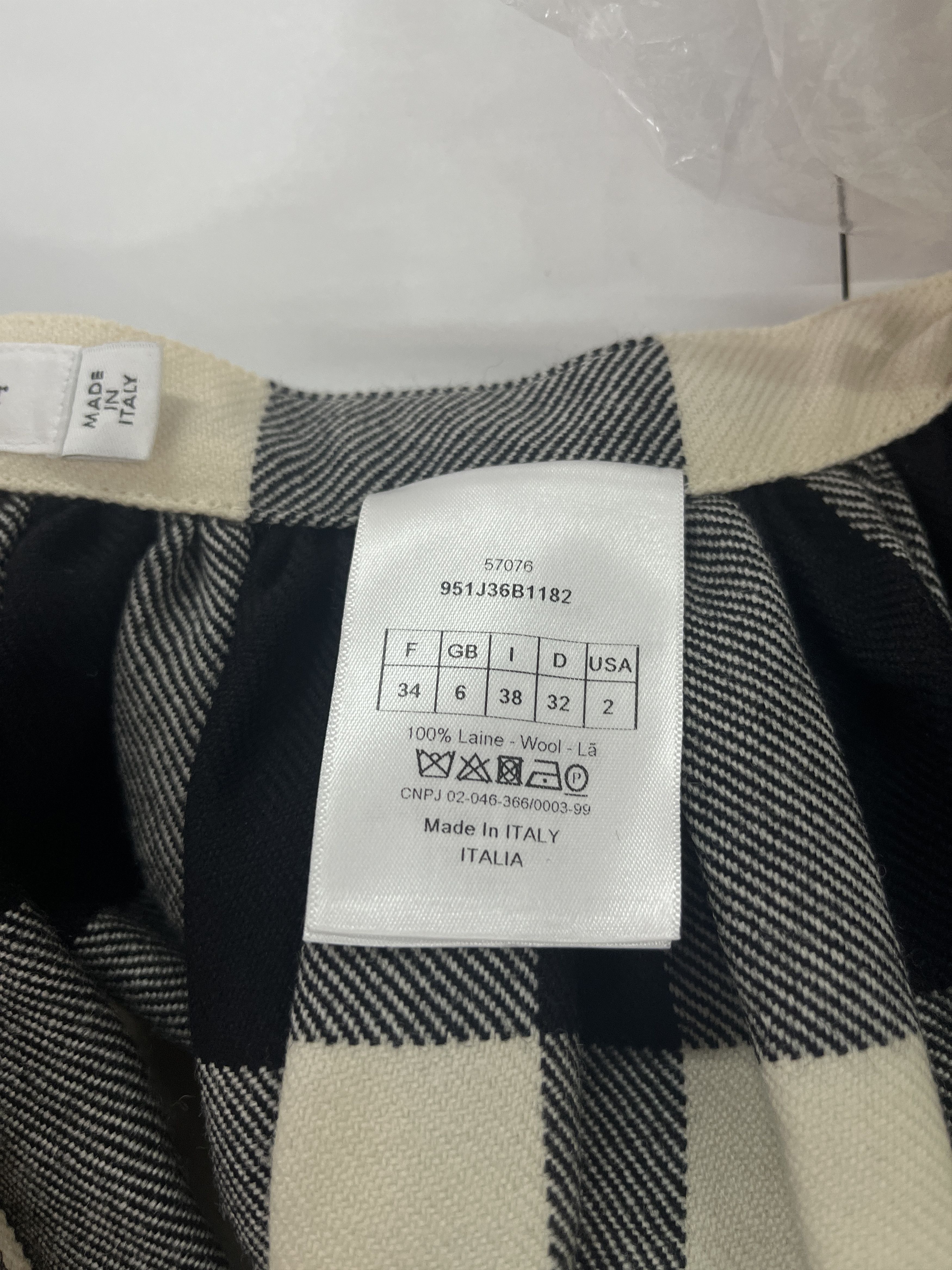 Dior Christian Dior Black Checkered Wool Skirt Size 25" / US 0 / IT 36 - 7 Thumbnail