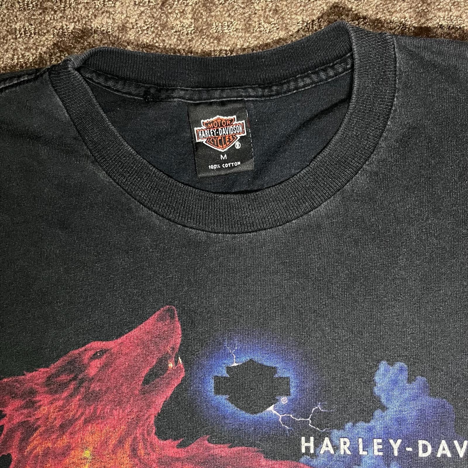 Harley Davidson 🔥 Vintage Harley-Davidson Twin Wolves Flame Tee – Size M Size US M / EU 48-50 / 2 - 4 Thumbnail