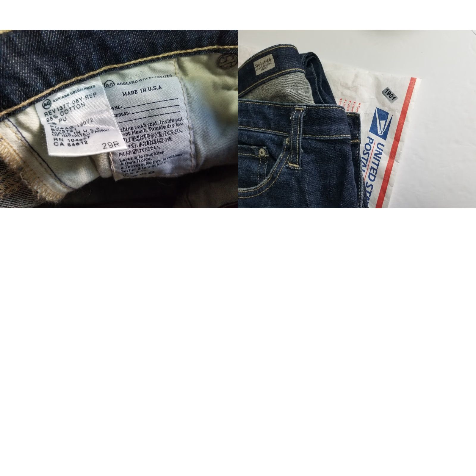 Vintage Adriano Goldschmied Jeans Womens 29R Blue Stevie Ankle Slim Straight Distressed Jeans Size 29" - 8 Thumbnail