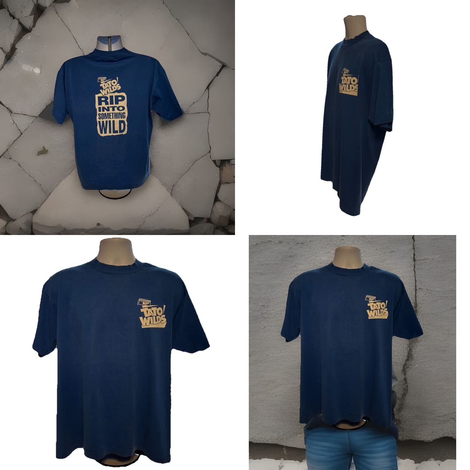 Fruit Of The Loom VINTAGE 90s Keebler Tato Wild Shirt Men XL Blue Double-Sided Knit Cotton 1990s Promotional Keebler Logo USA Men XL Blue Shirt Size US XL / EU 56 / 4 - 8 Thumbnail