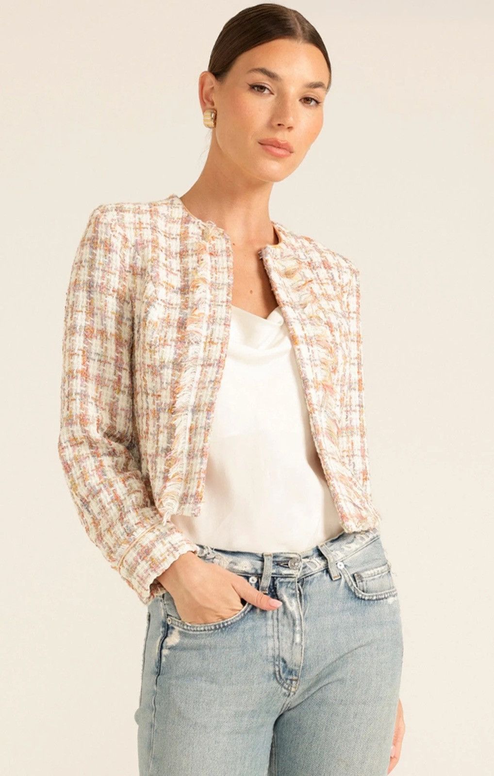 Christophe Lemaire Paul Lemaire Cropped Knitted Tweed Jacket Women Size XS / US 0-2 / IT 36-38 - 3 Thumbnail