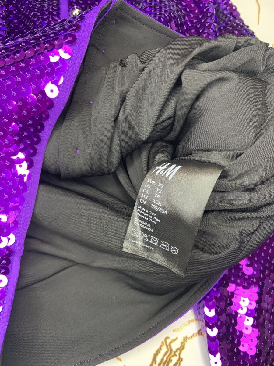 H&M  Paco Rabanne New RABANNE H&M WOMEN PURPLE SEQUINED CROPPED TOP SIZE  XS | Grailed