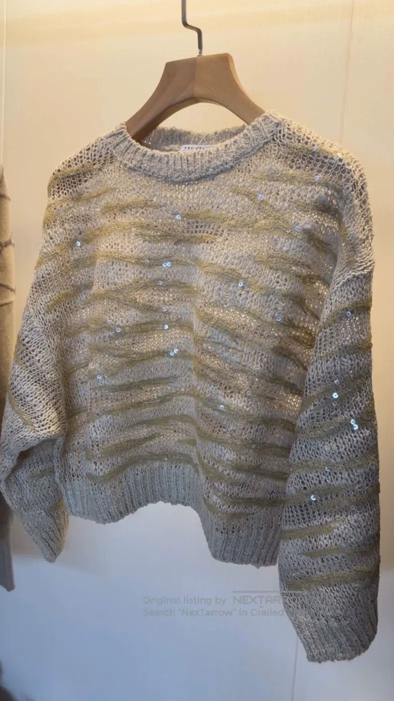 Brunello Cucinelli Brunello Cucinelli Sequined Silk Linen Knit Top Size M / US 6-8 / IT 42-44 - 1 Thumbnail