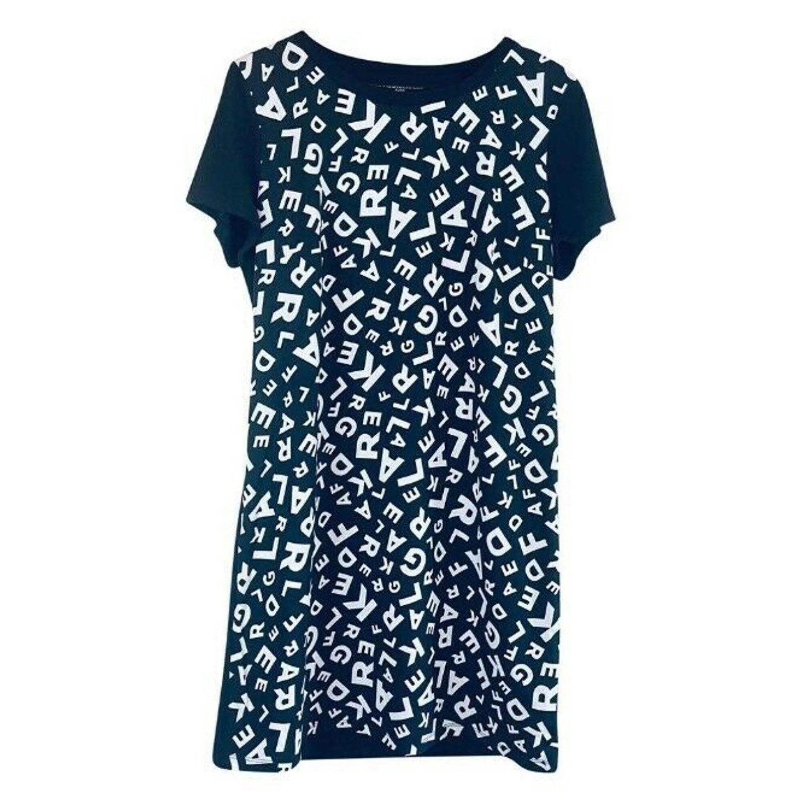 Karl Lagerfeld KARL LAGERFELD PARIS - BLACK & WHITE MONOGRAM T-SHIRT DRESS Size XL / US 12-14 / IT 48-50 - 1 Thumbnail