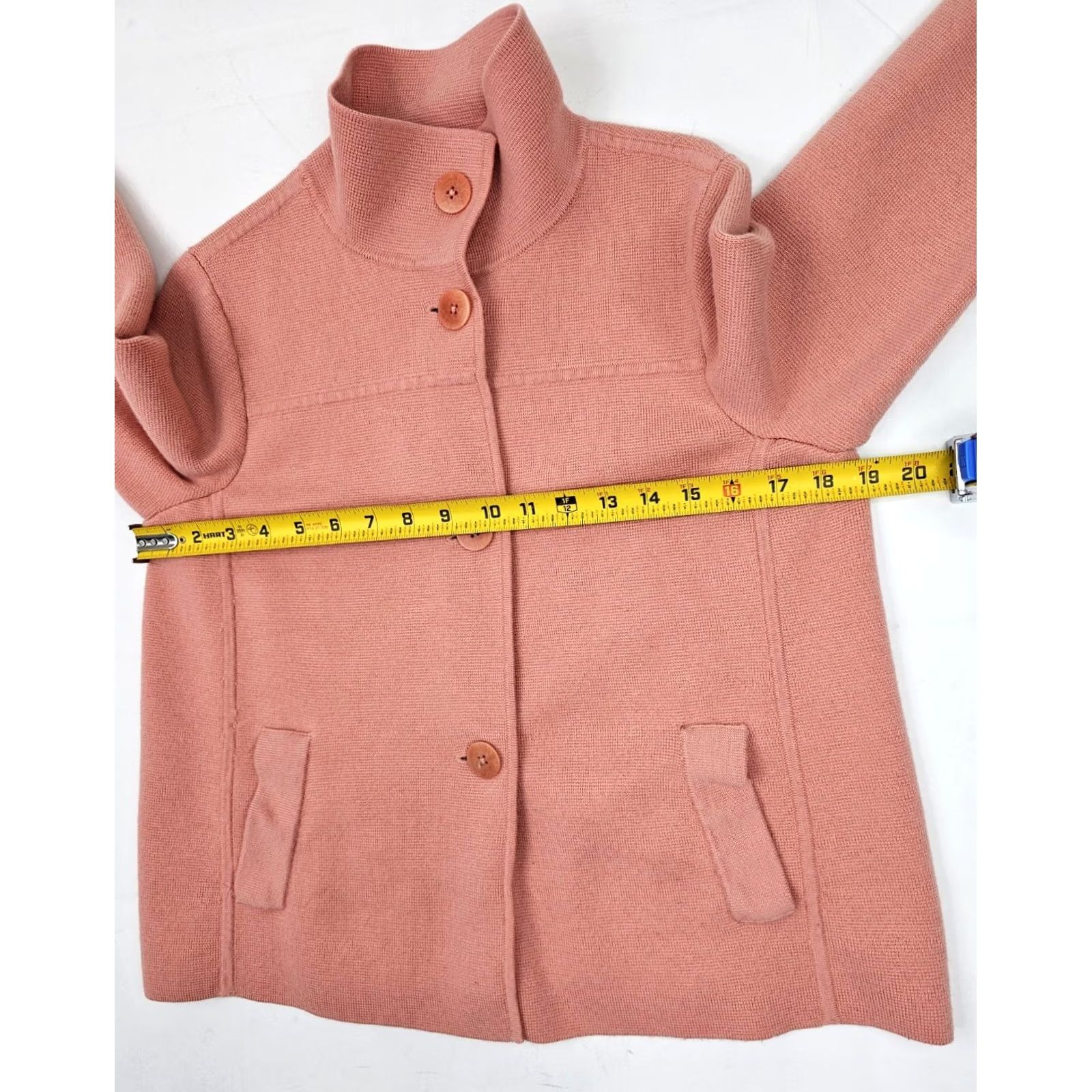 Talbots Talbots Italian Merino Wool Button Up Coat Women Petites L Peach Pink Cardigan Style Coat - Pink Wool Jacket Womens Size L / US 10 / IT 46 - 5 Thumbnail