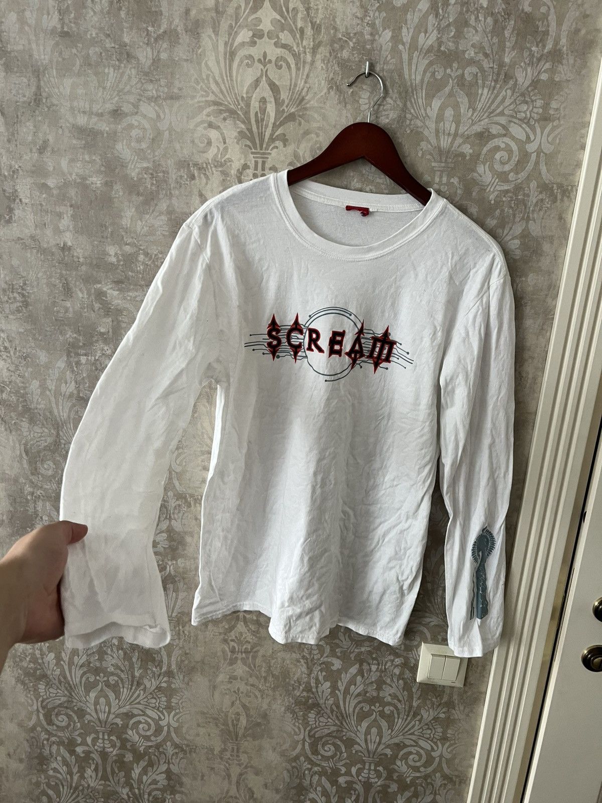 Vintage Vintage Style Long Sleeve Scream Graphic Tee White Size US L / EU 52-54 / 3 - 6 Thumbnail