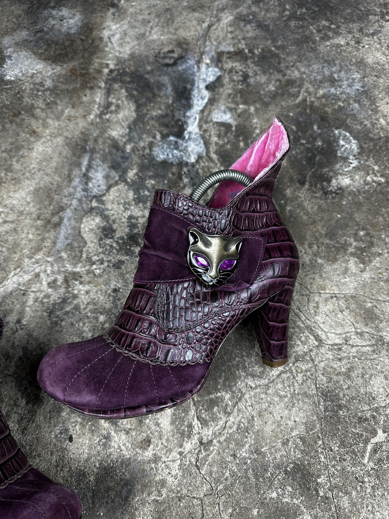 Japanese Brand 2000s Vintage Avant Garde Crocodile Leather Y2k Heel Boots Size US 9 / IT 39 - 3 Thumbnail