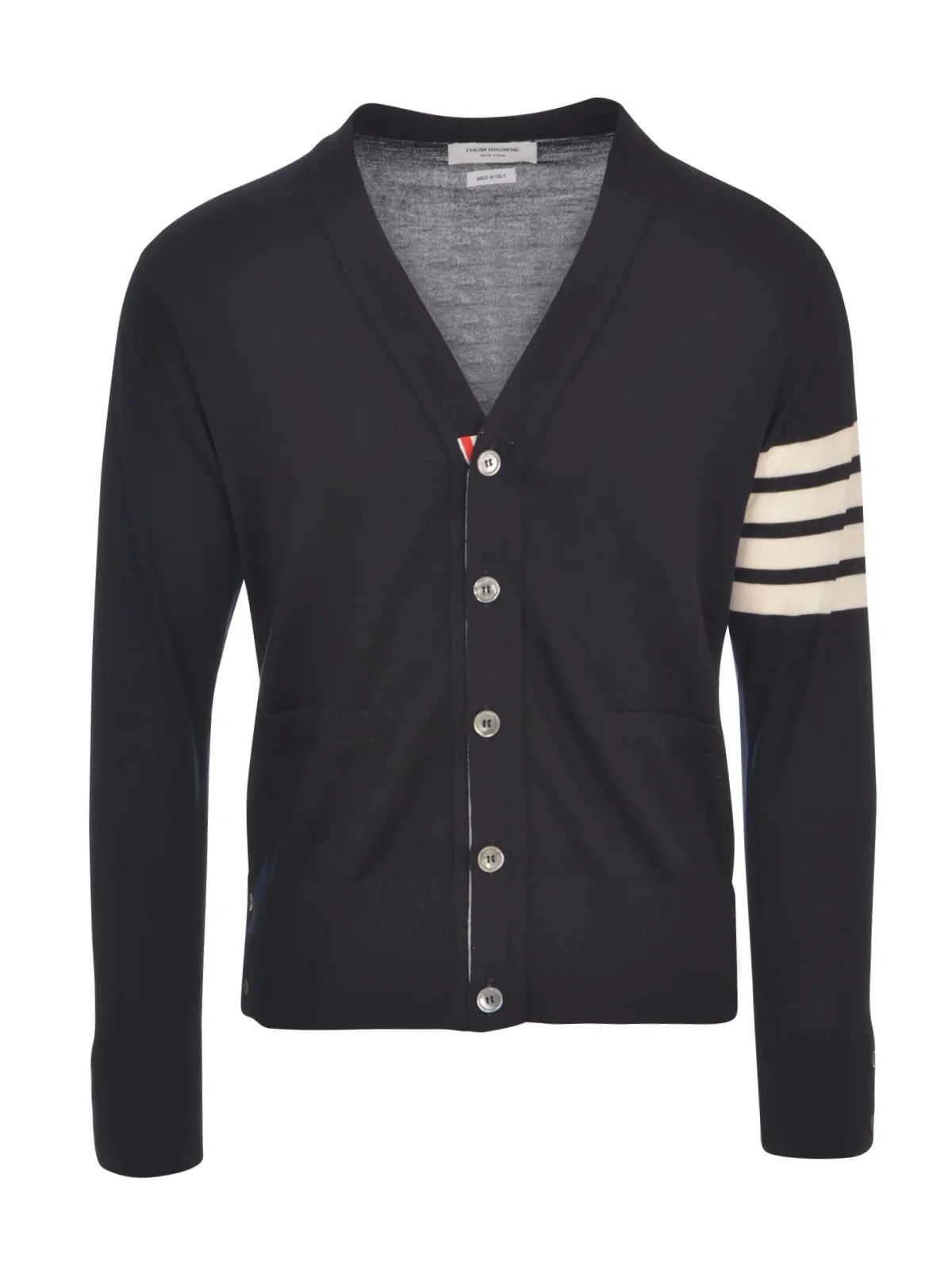 Thom Browne o1s22i1n1224 Merino Wool 4-Bar Cardigan in Navy Blue Size US L / EU 52-54 / 3 - 1 Thumbnail