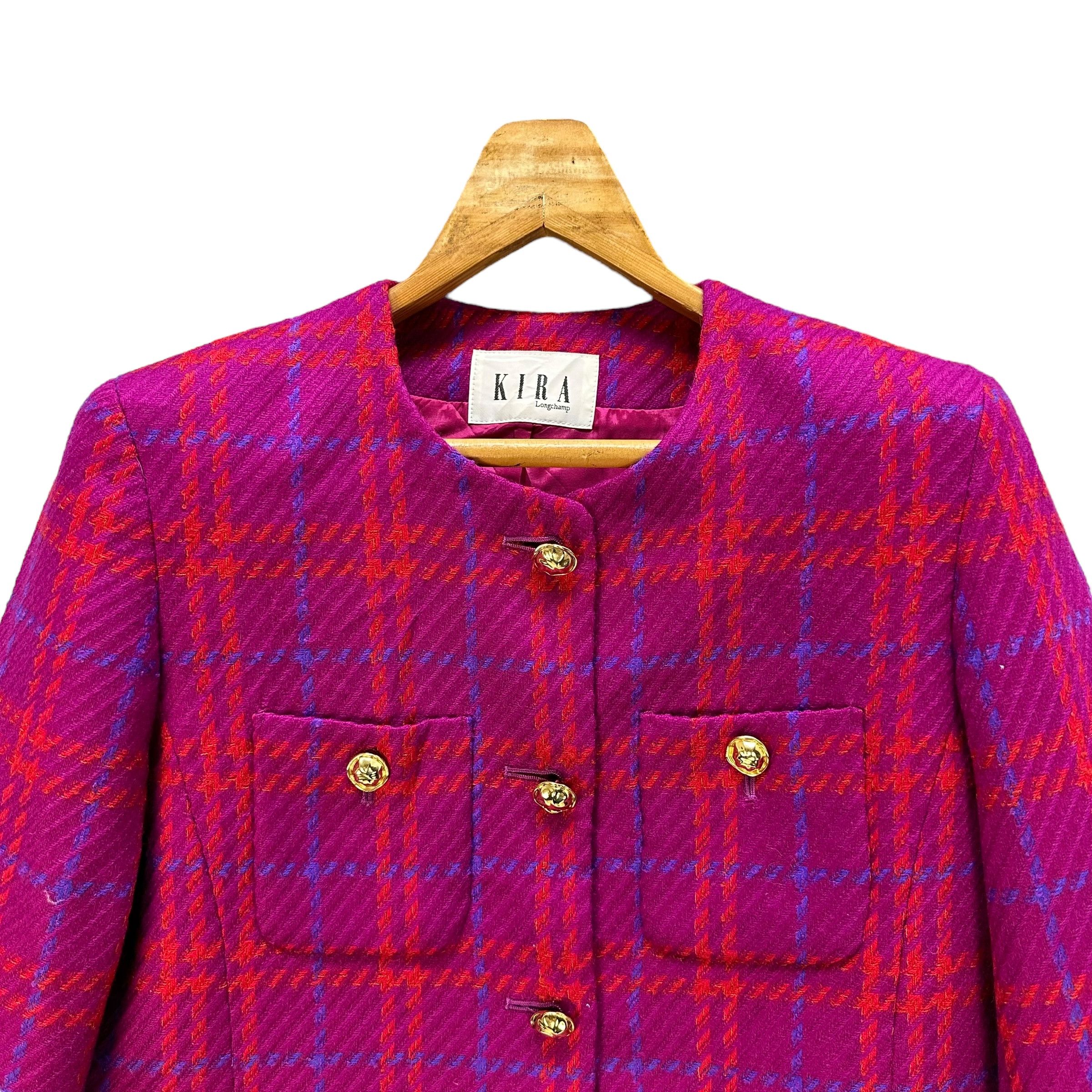 Longchamp KIRA LONGCHAMP Purple Check Crop Jacket #A54-1248 Size M / US 6-8 / IT 42-44 - 2 Thumbnail