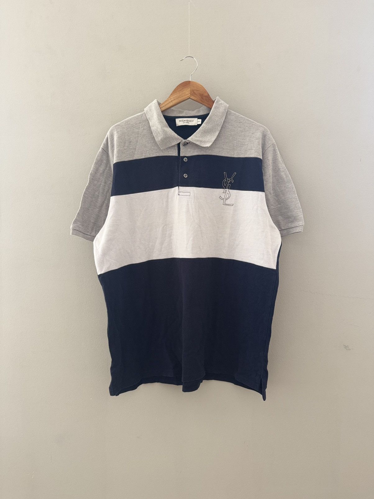 Yves Saint Laurent Vintage Blue YSL Polo Yves Saint Laurent Polo Size US XXL / EU 58 / 5 - 1 Thumbnail
