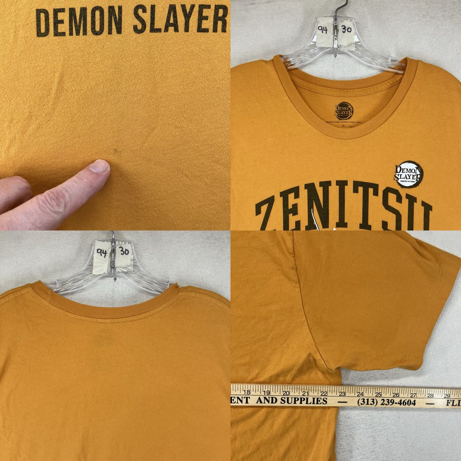 Vintage Demon Slayer CORPS Zenitsu Agatsuma Golden Yellow T-Shirt All Cotton Mens XL Size US XL / EU 56 / 4 - 8 Thumbnail