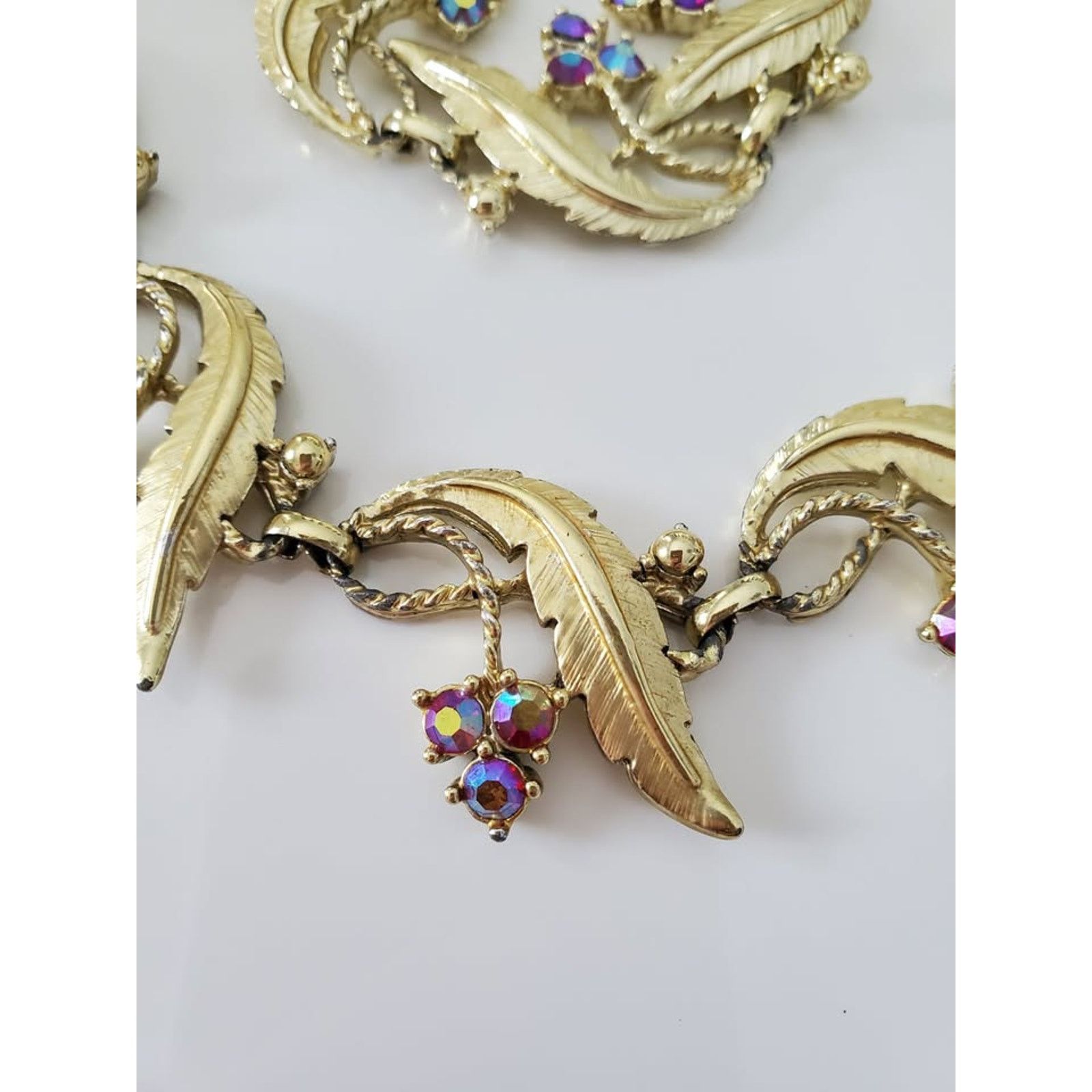 Other Vintage Judy Lee Designer AB Pink Crystal Leaf Jewelry Set Size ONE SIZE - 3 Thumbnail