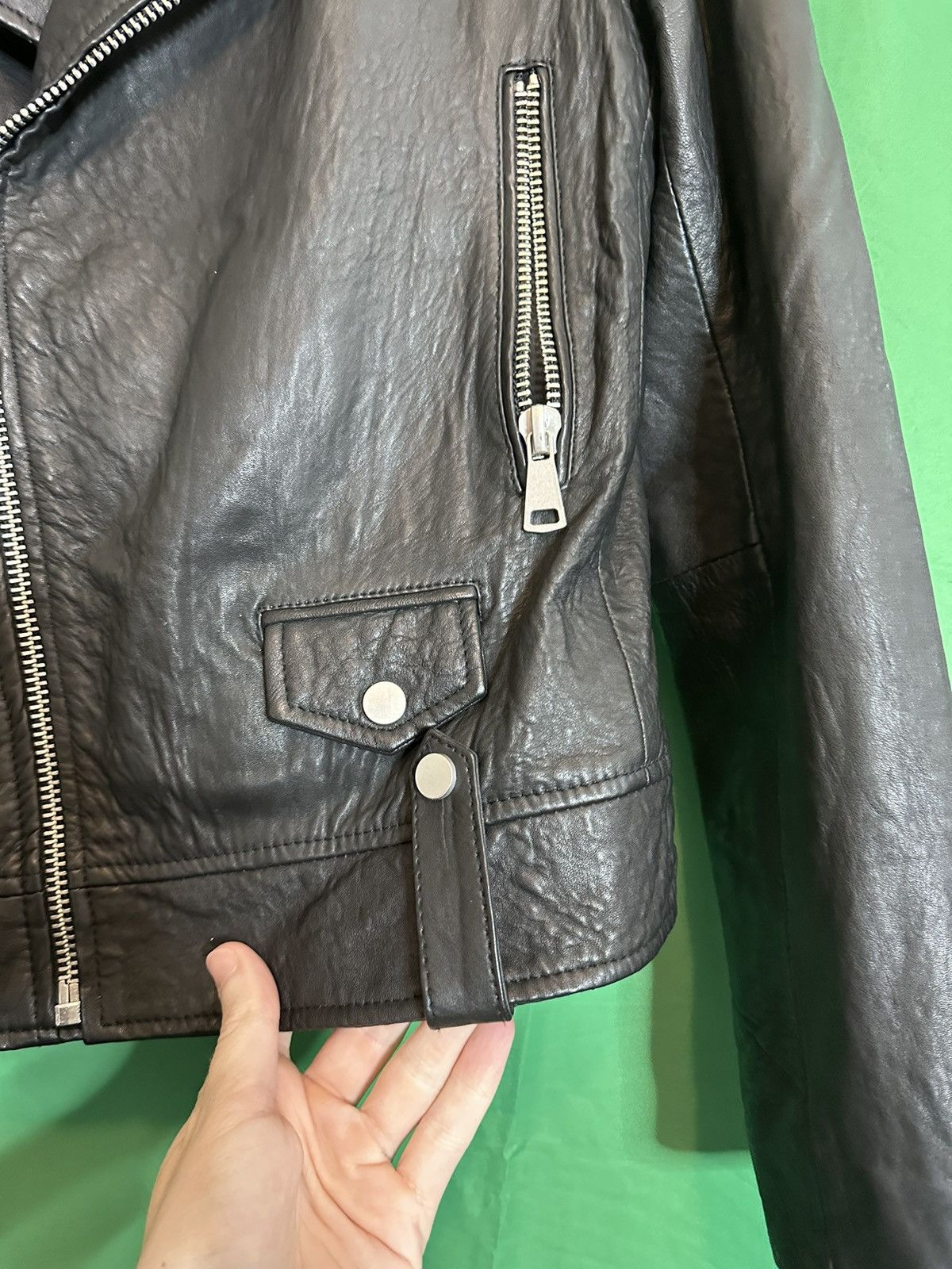 7 For All Mankind Pure leather black zip-up moto jacket Size S / US 4 / IT 40 - 4 Thumbnail