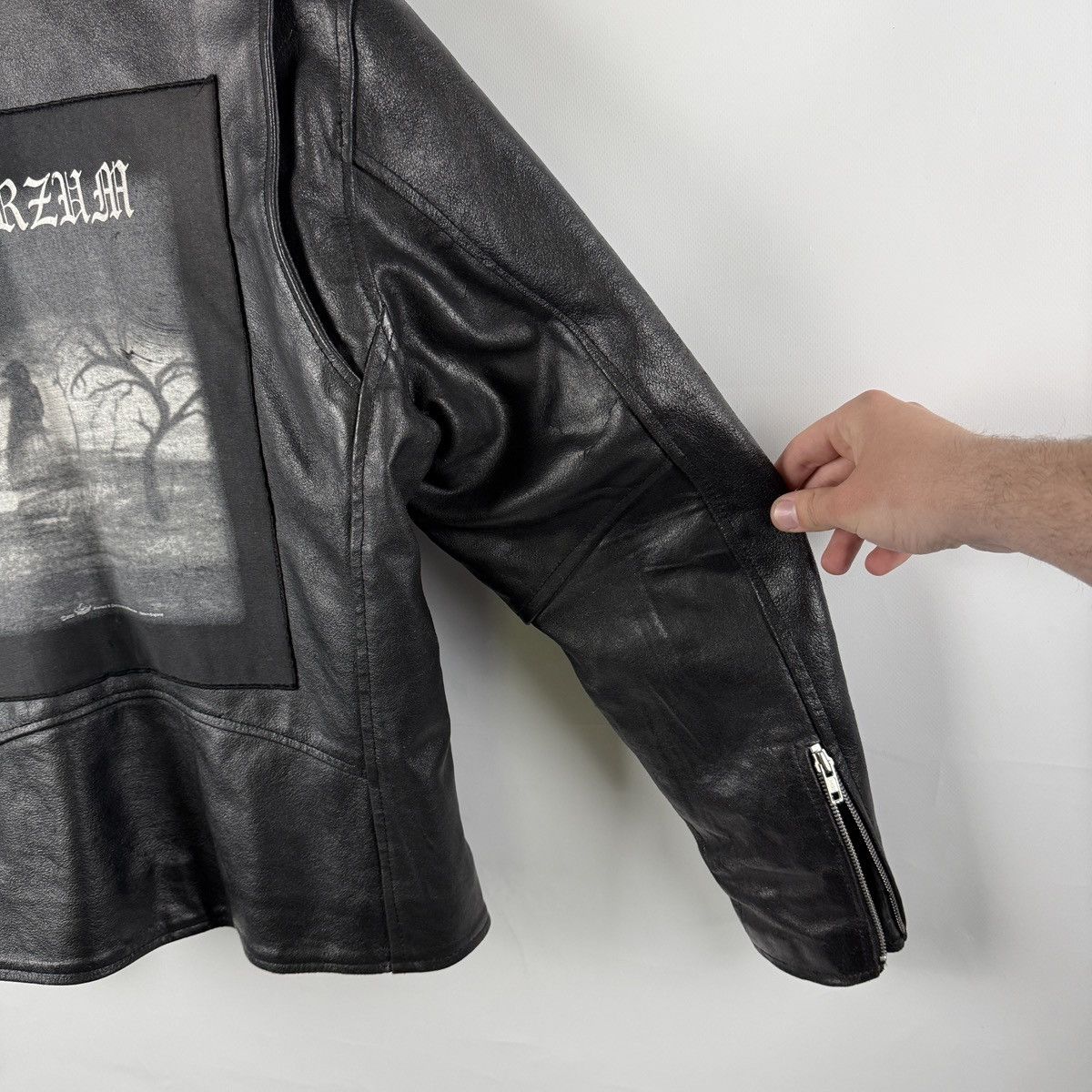 Band Tees × Vintage Vintage Leather Biker Jacket With 2002 Burzum Patch Size M? Size US M / EU 48-50 / 2 - 10 Thumbnail