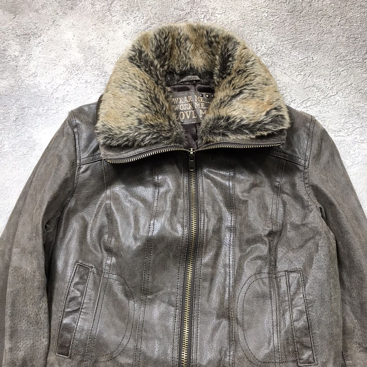Vintage Vintage 90s Faded Leather Bomber Jacket Streetwear Baggy M Size M / US 6-8 / IT 42-44 - 2 Thumbnail