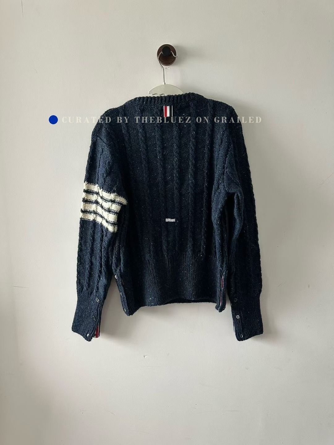 Thom Browne Thom Browne Blue Cable Knit Wool Sweater Size US XL / EU 56 / 4 - 2 Thumbnail