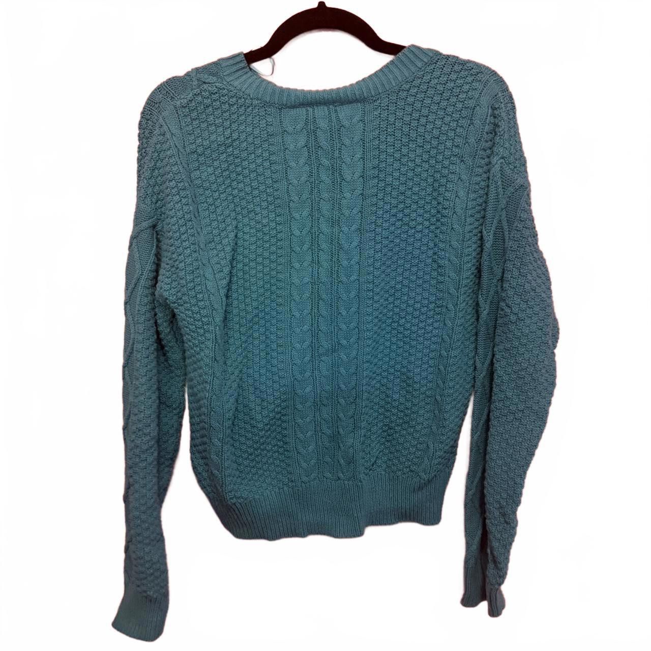 Designer Cozy Cable Knit Sweater in Teal Size M / US 6-8 / IT 42-44 - 2 Thumbnail