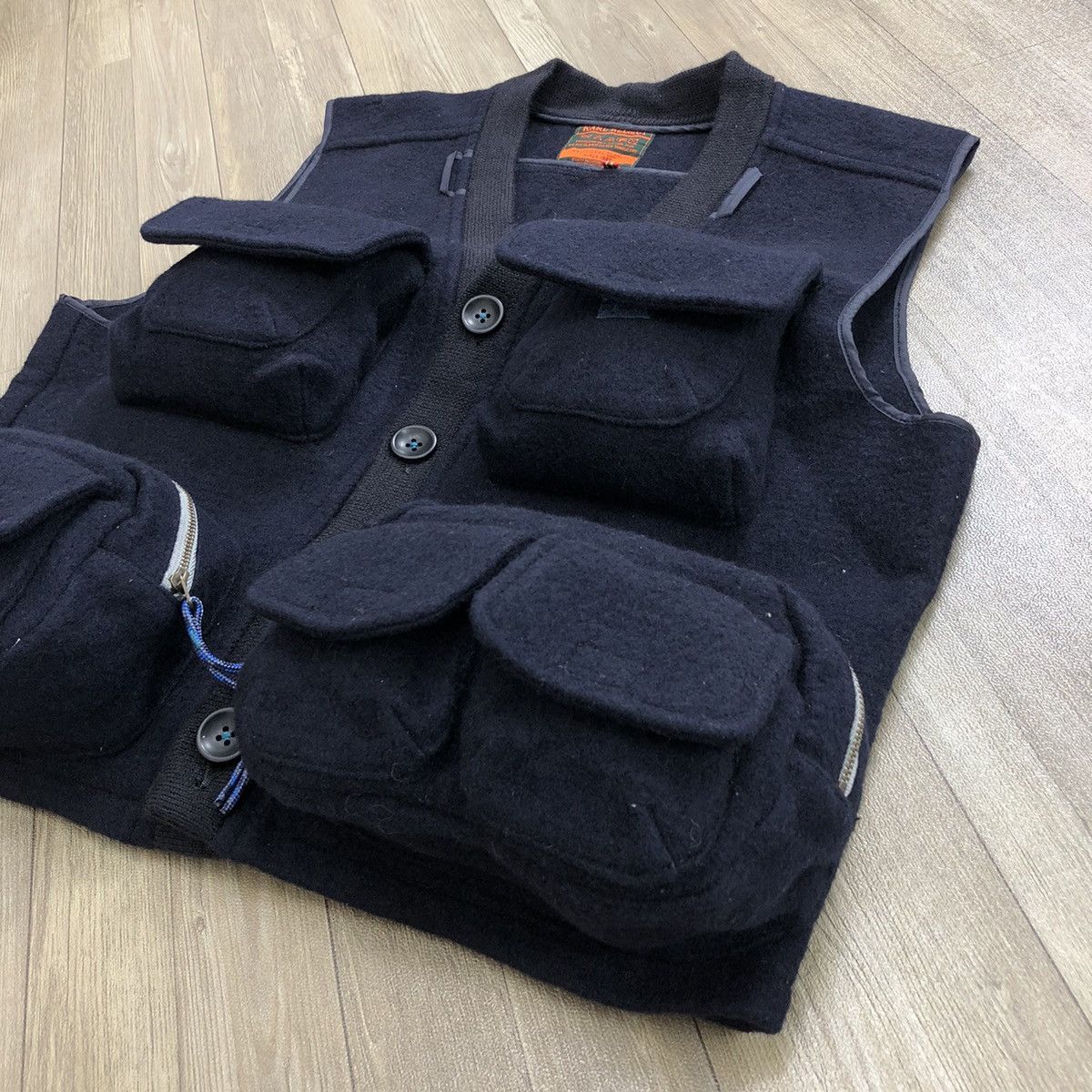 Japanese Brand × Karl Helmut Vintage Karl Helmut Pink House 3D Multi Pocket Wool Vest Size US L / EU 52-54 / 3 - 2 Thumbnail